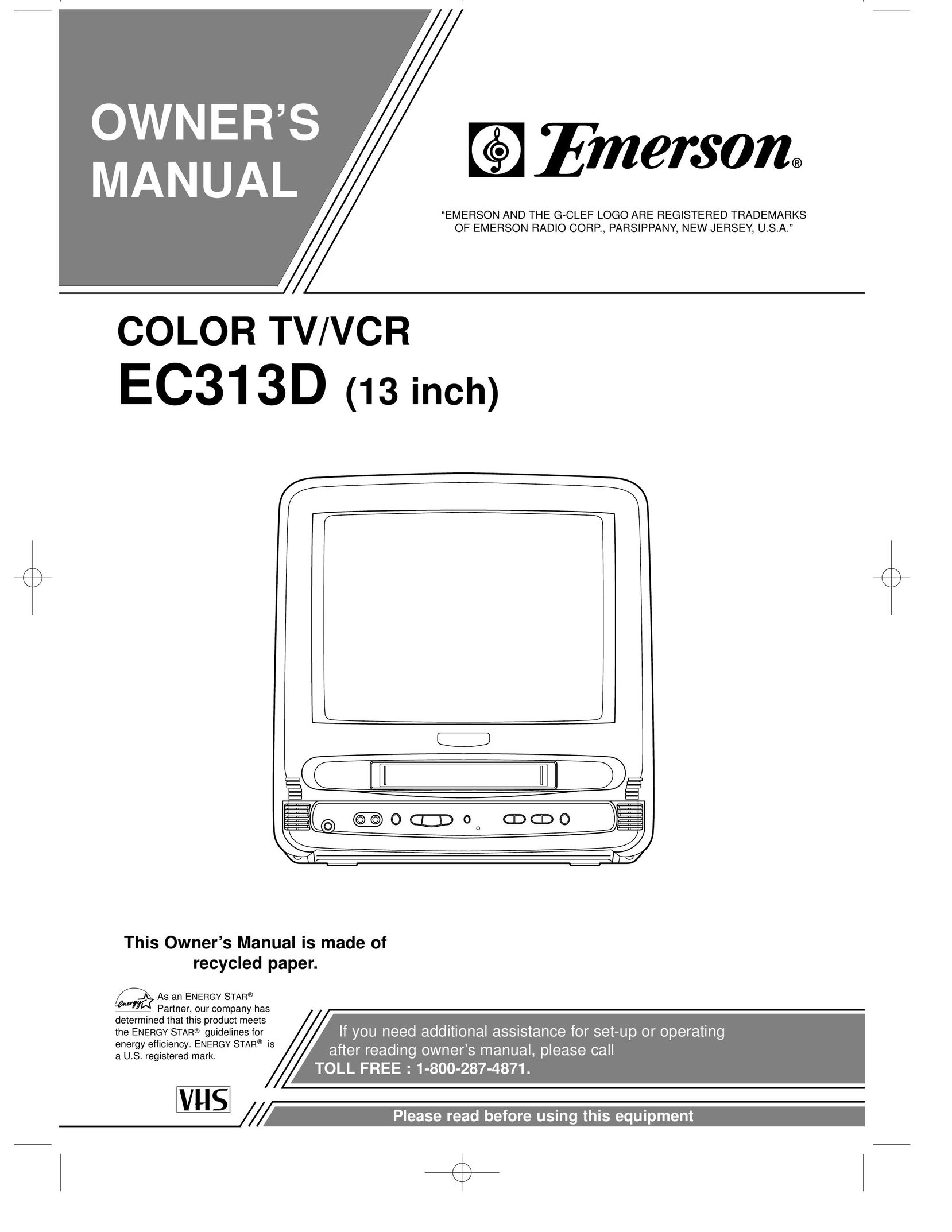 Emerson EC313D TV VCR Combo User Manual