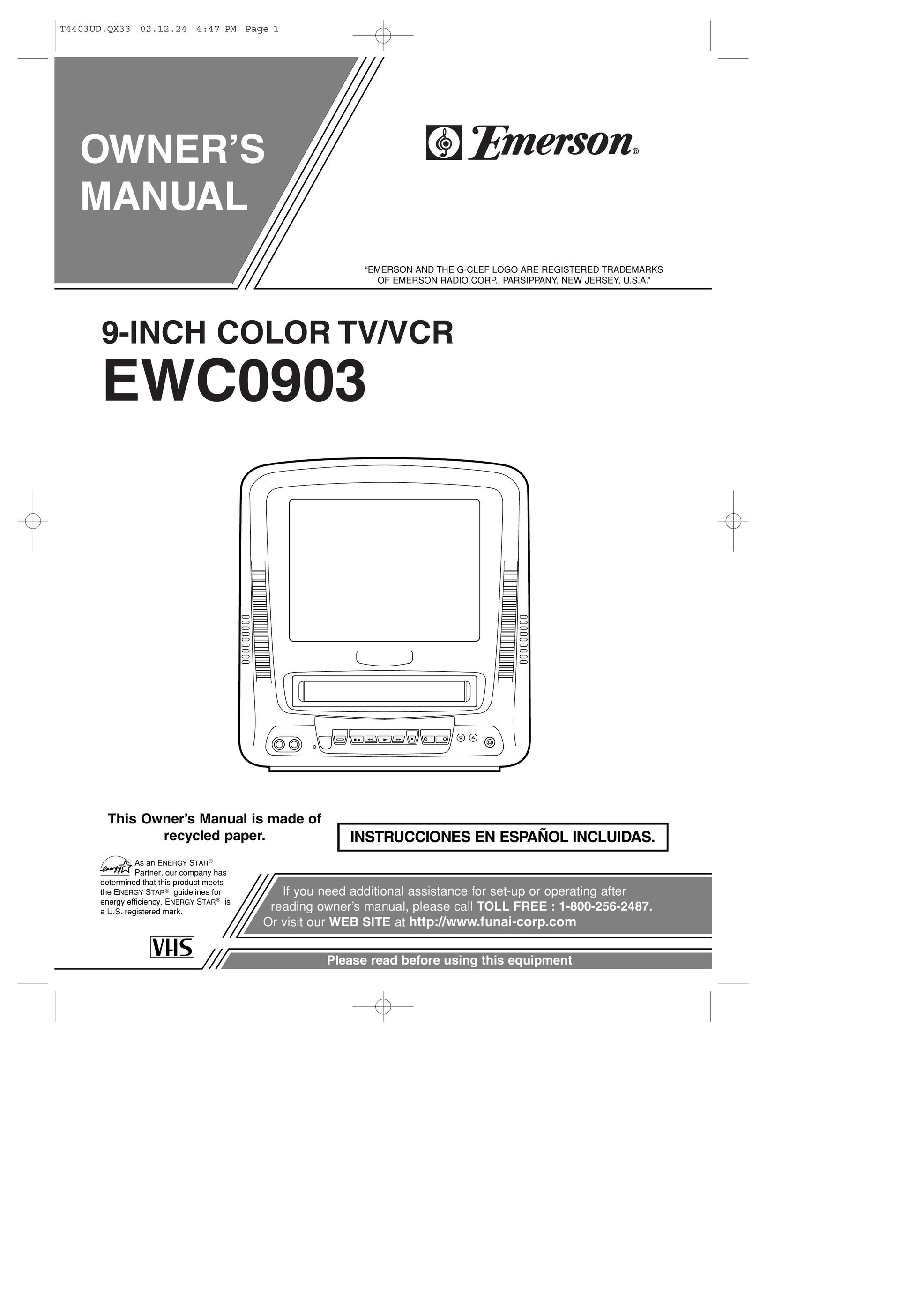 Emerson EWC0903 TV VCR Combo User Manual