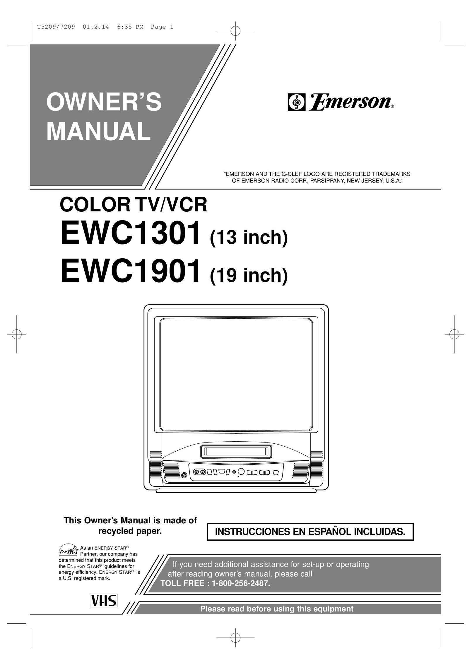 Emerson EWC1901 TV VCR Combo User Manual