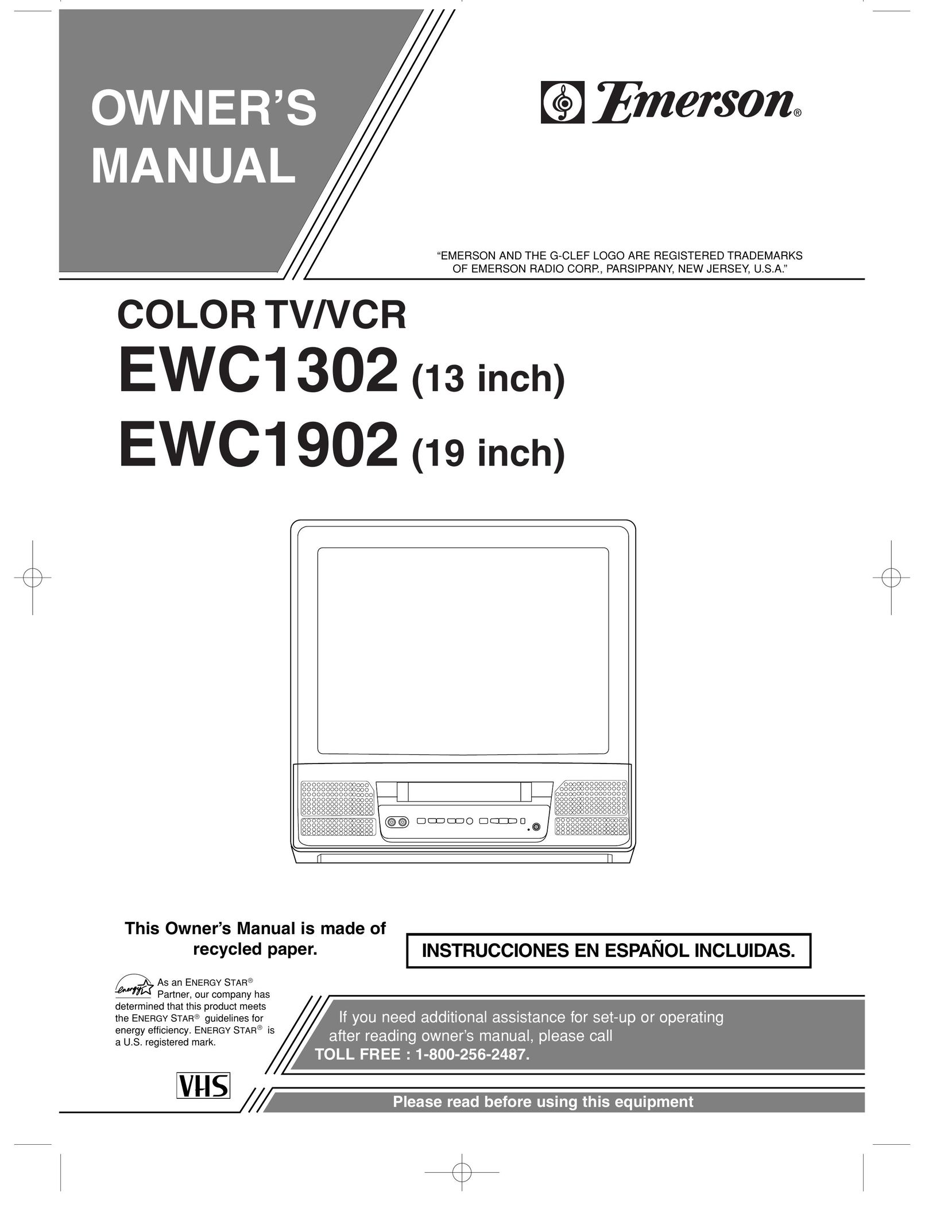 Emerson EWC1902 TV VCR Combo User Manual
