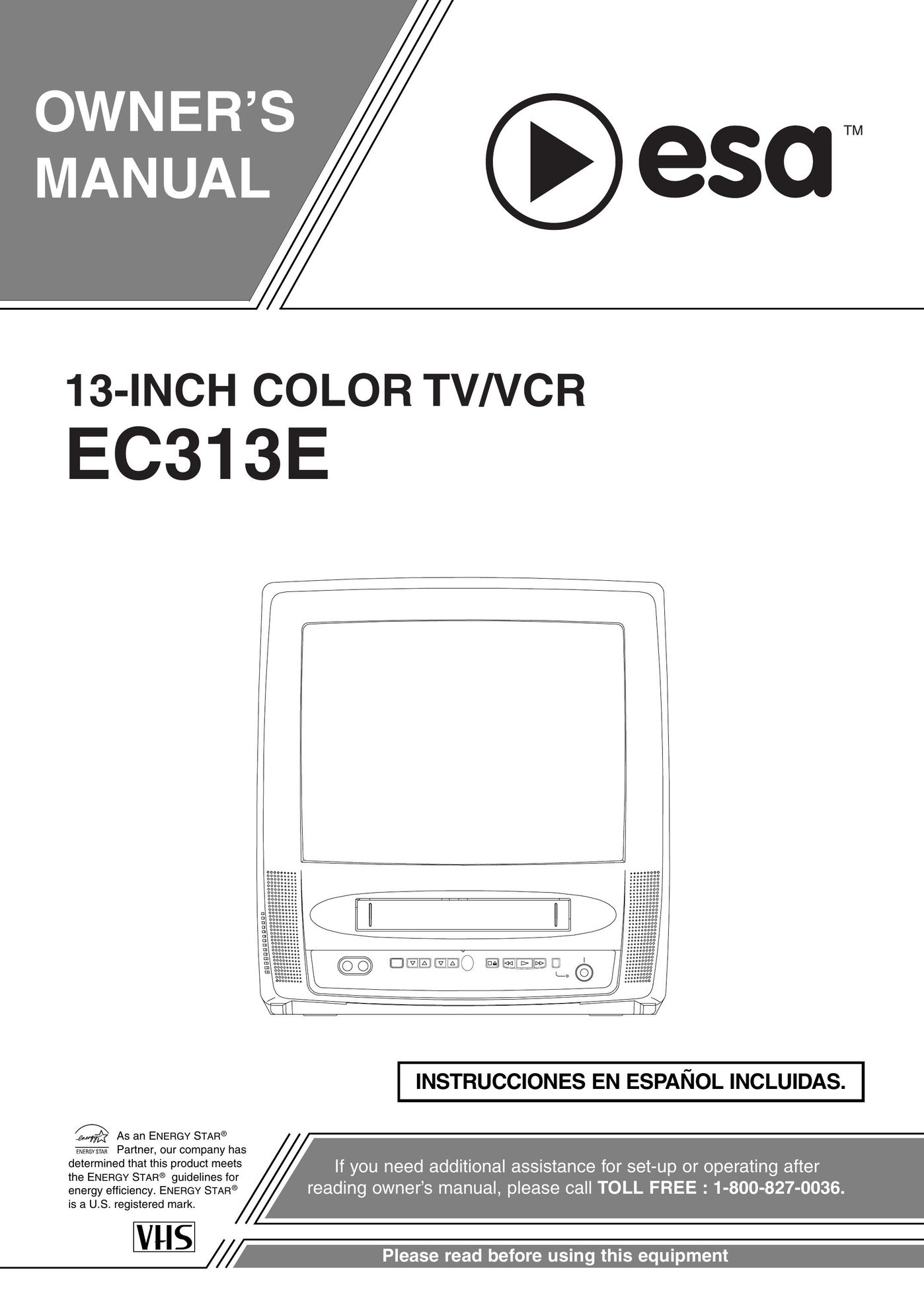 FUNAI EC313E TV VCR Combo User Manual