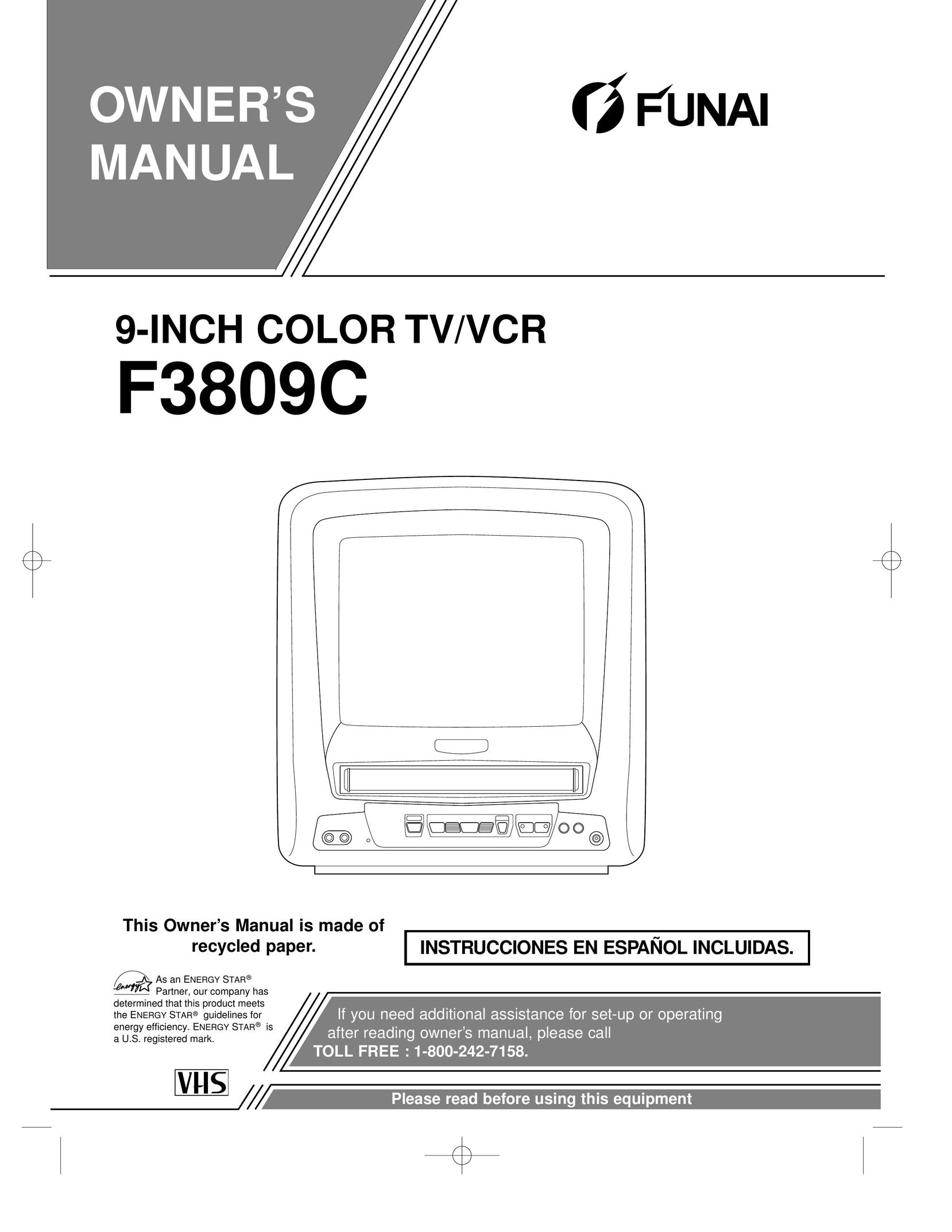 FUNAI F3809C TV VCR Combo User Manual