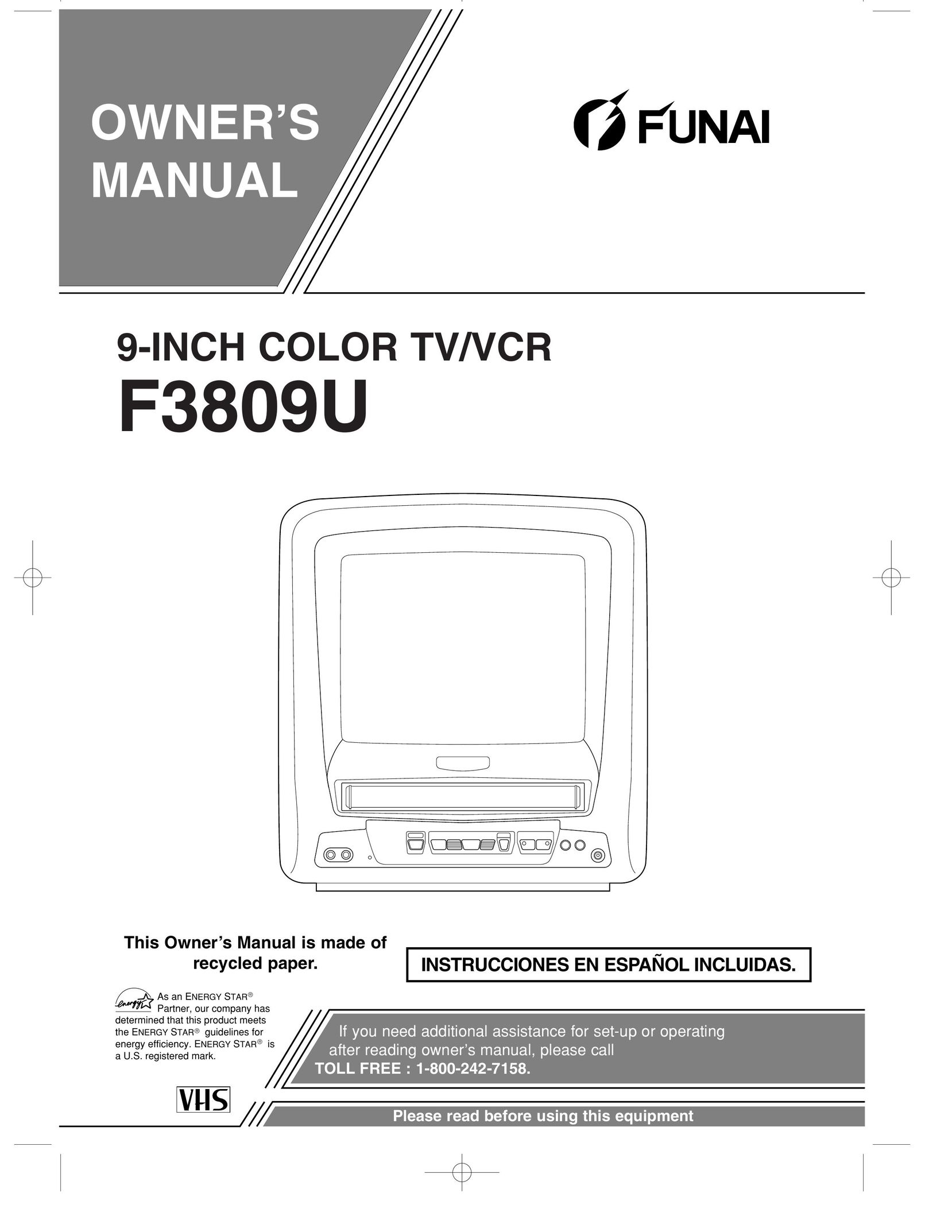 FUNAI F3809U TV VCR Combo User Manual