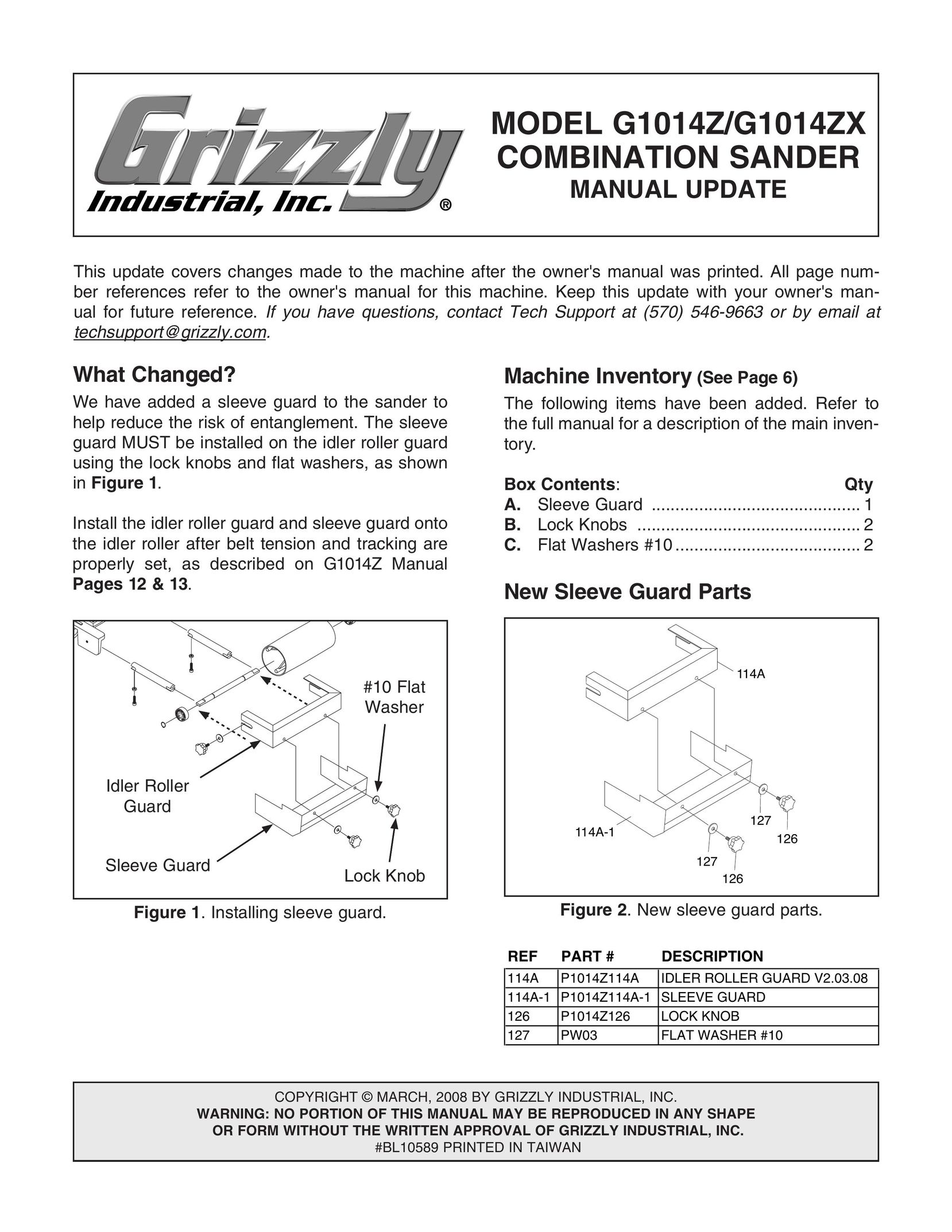 Grizzly G1014Z TV VCR Combo User Manual