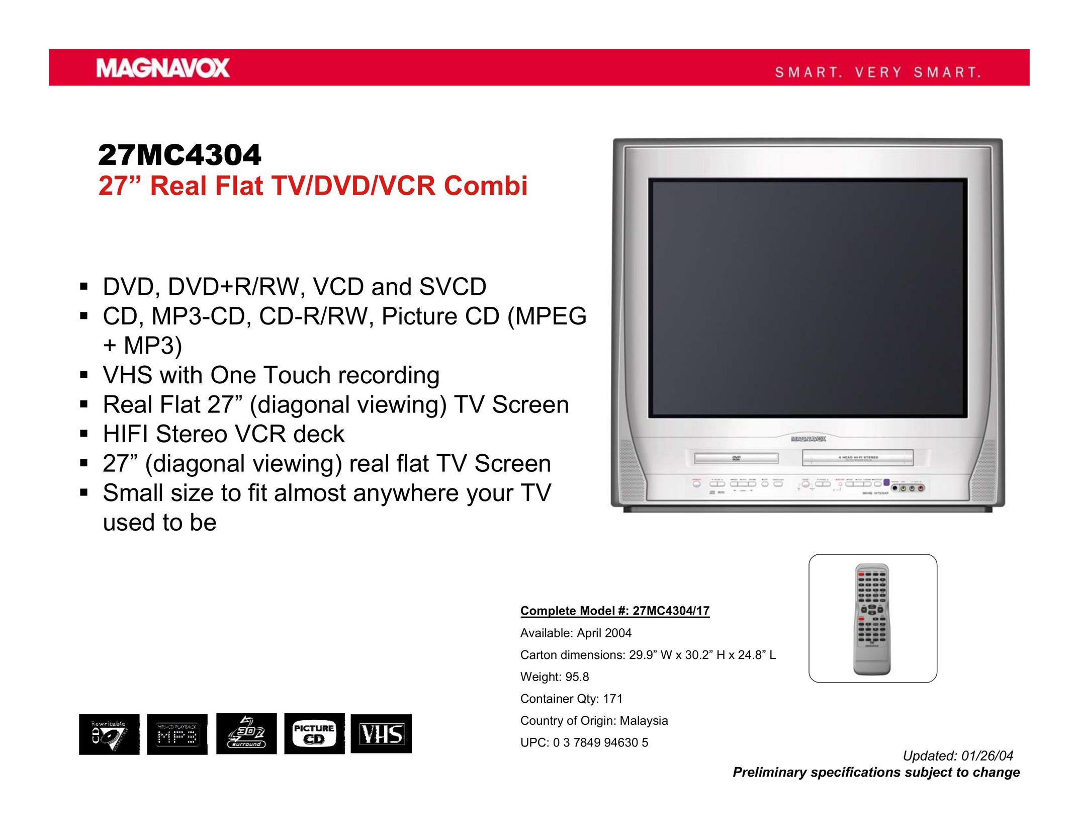 Magnavox 27MC4304/17 TV VCR Combo User Manual