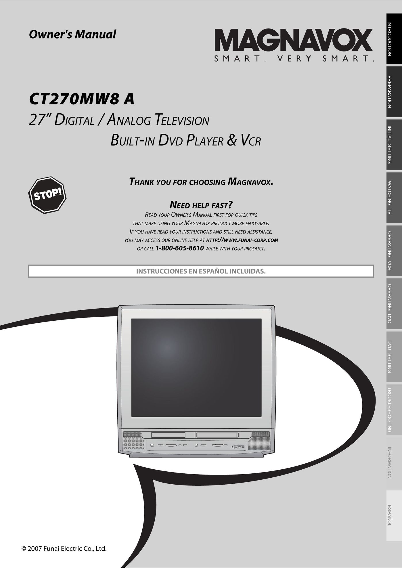 Magnavox CT270MW8 A TV VCR Combo User Manual