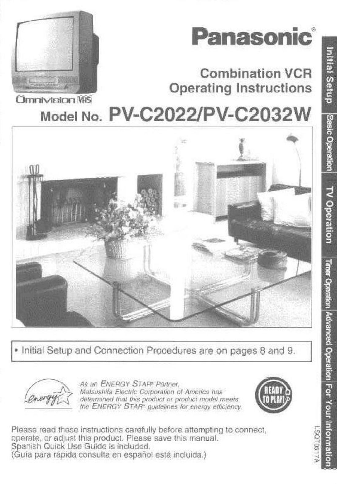Panasonic PV C2022 TV VCR Combo User Manual