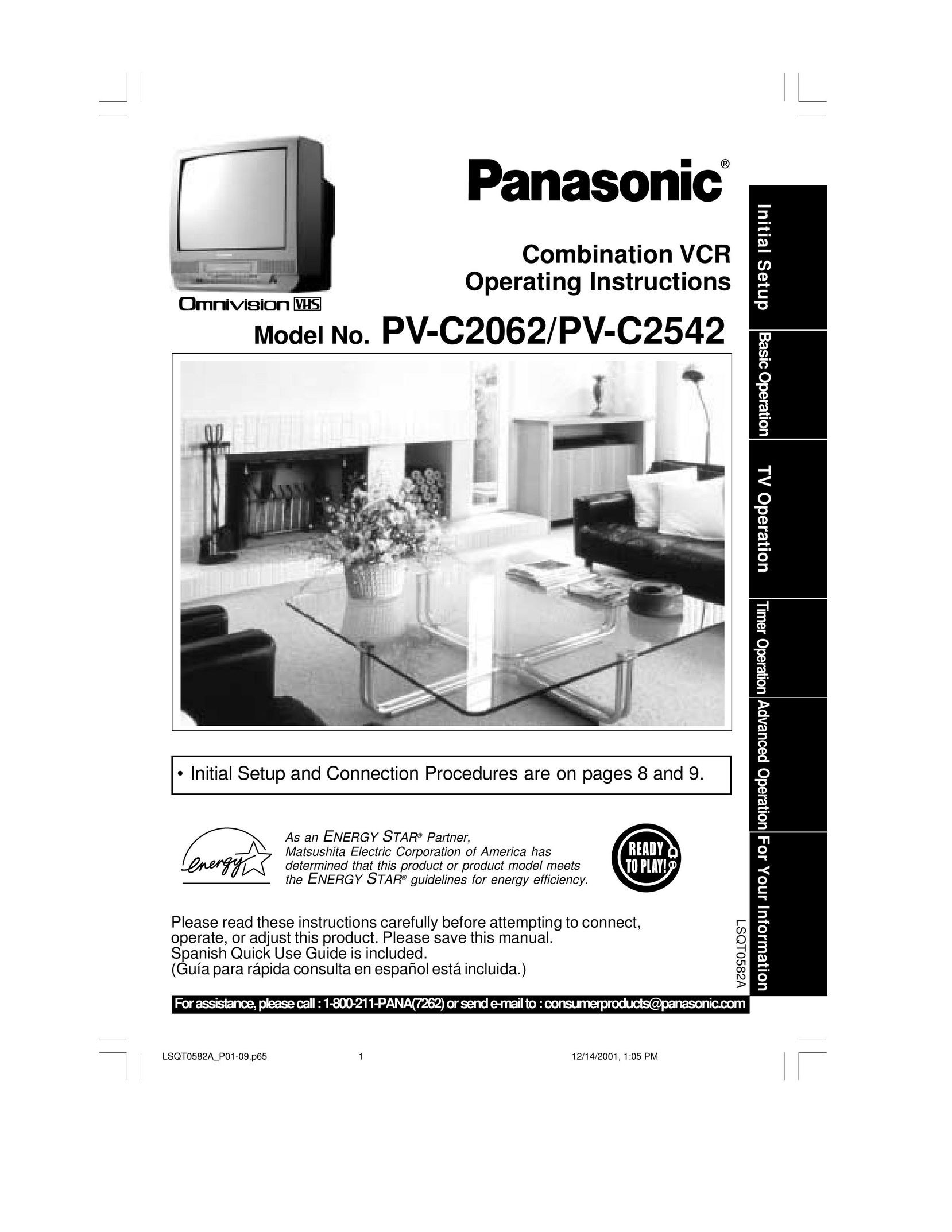 Panasonic PV C2062 TV VCR Combo User Manual