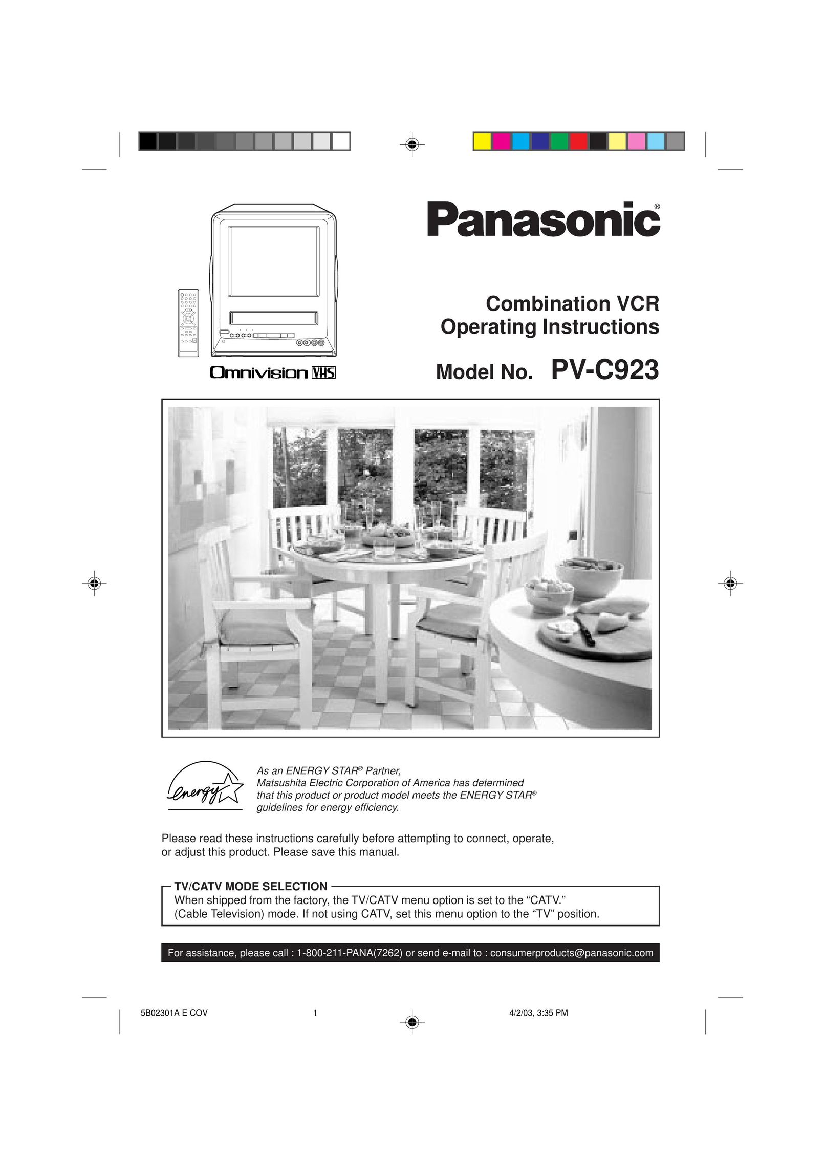 Panasonic PV C923 TV VCR Combo User Manual