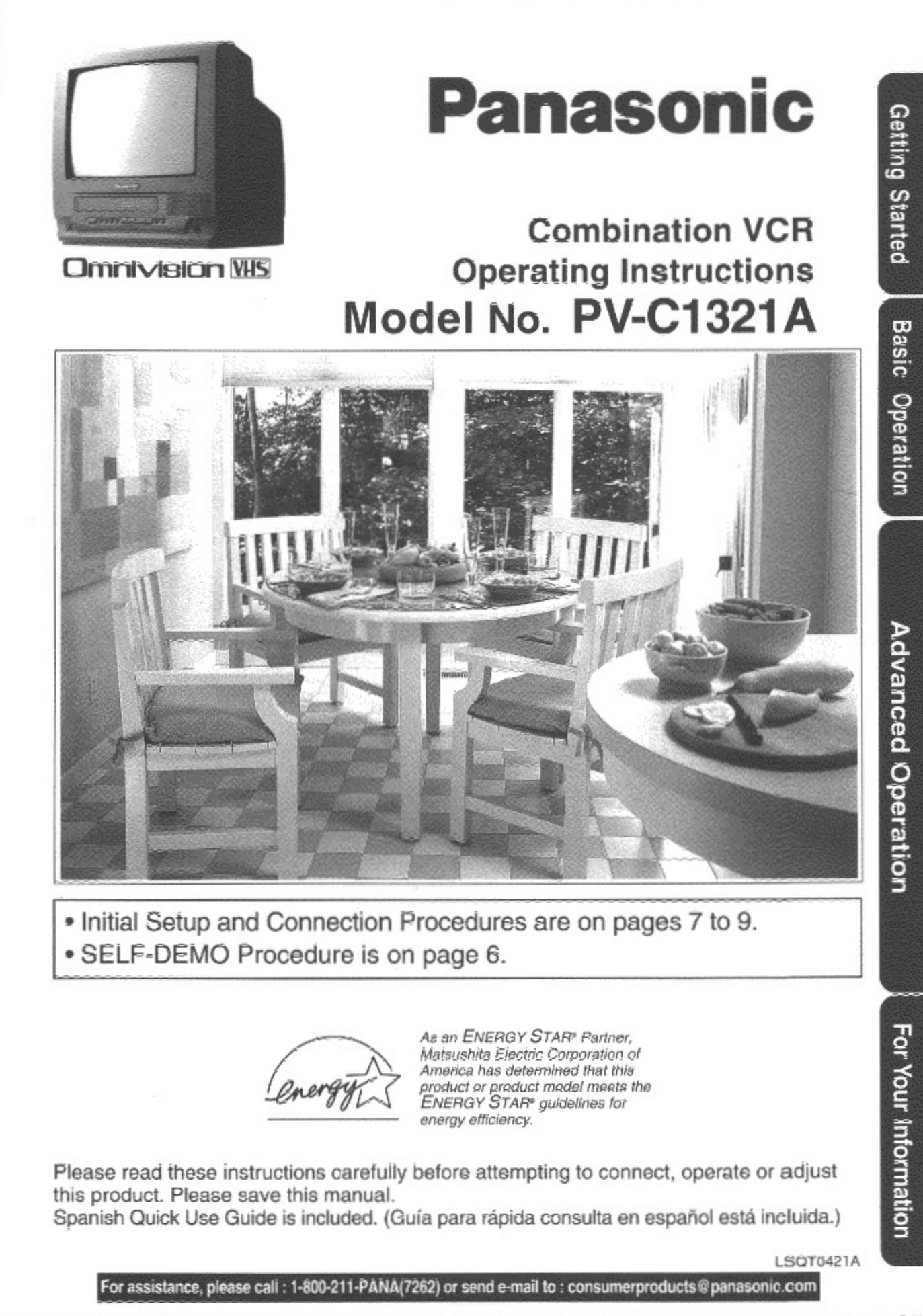 Panasonic PV-C1321A TV VCR Combo User Manual