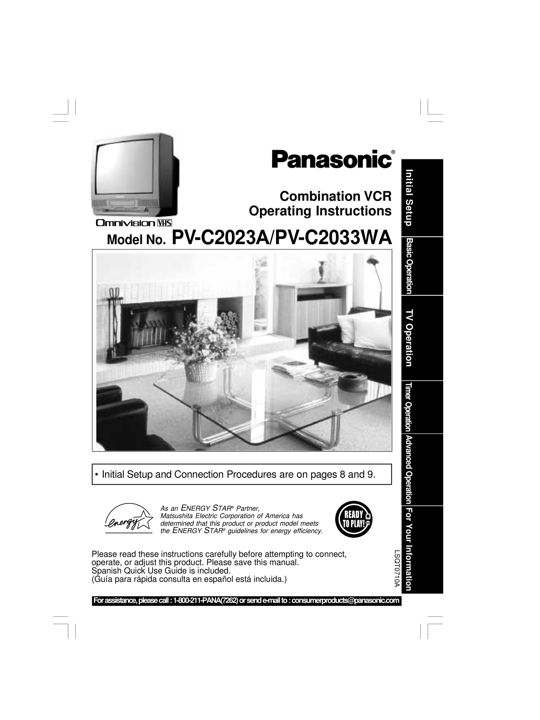 Panasonic PV-C2033WA TV VCR Combo User Manual