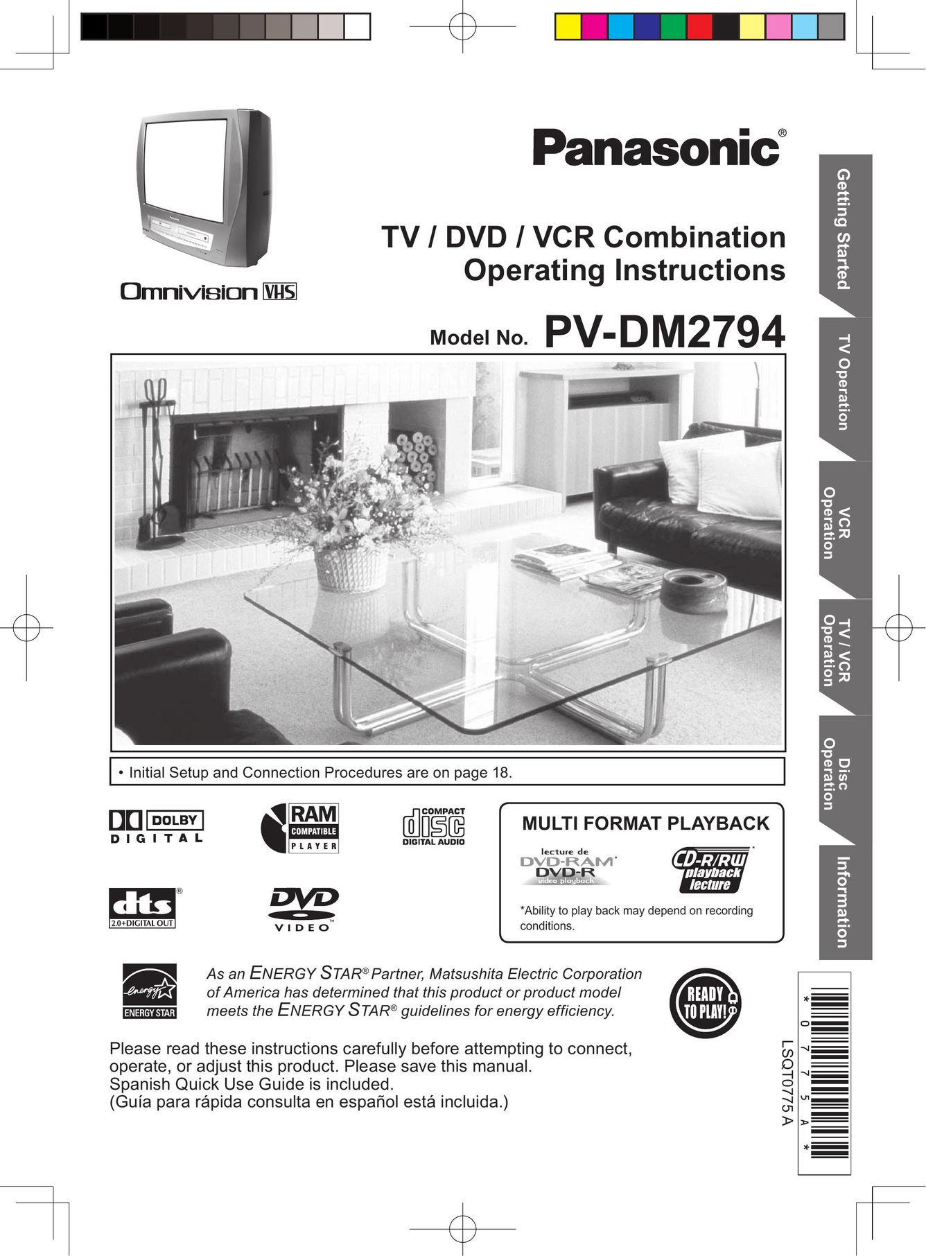Panasonic PV-DM2794 TV VCR Combo User Manual