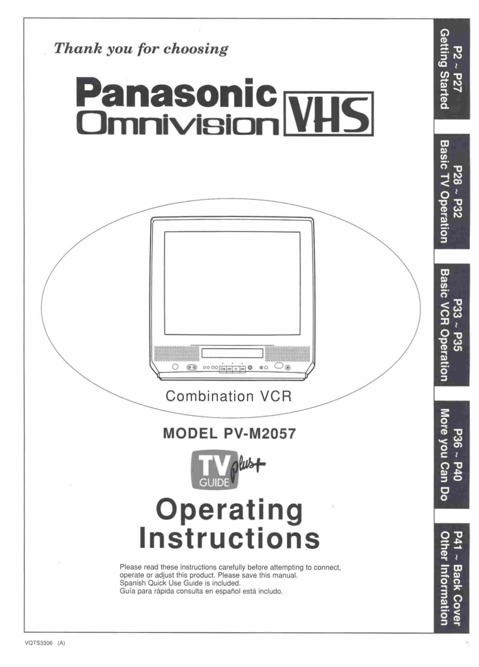Panasonic PV-M2057 TV VCR Combo User Manual