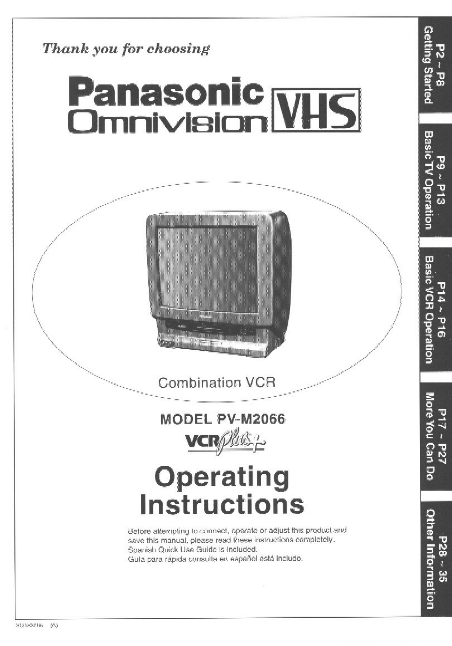Panasonic PV-M2066 TV VCR Combo User Manual