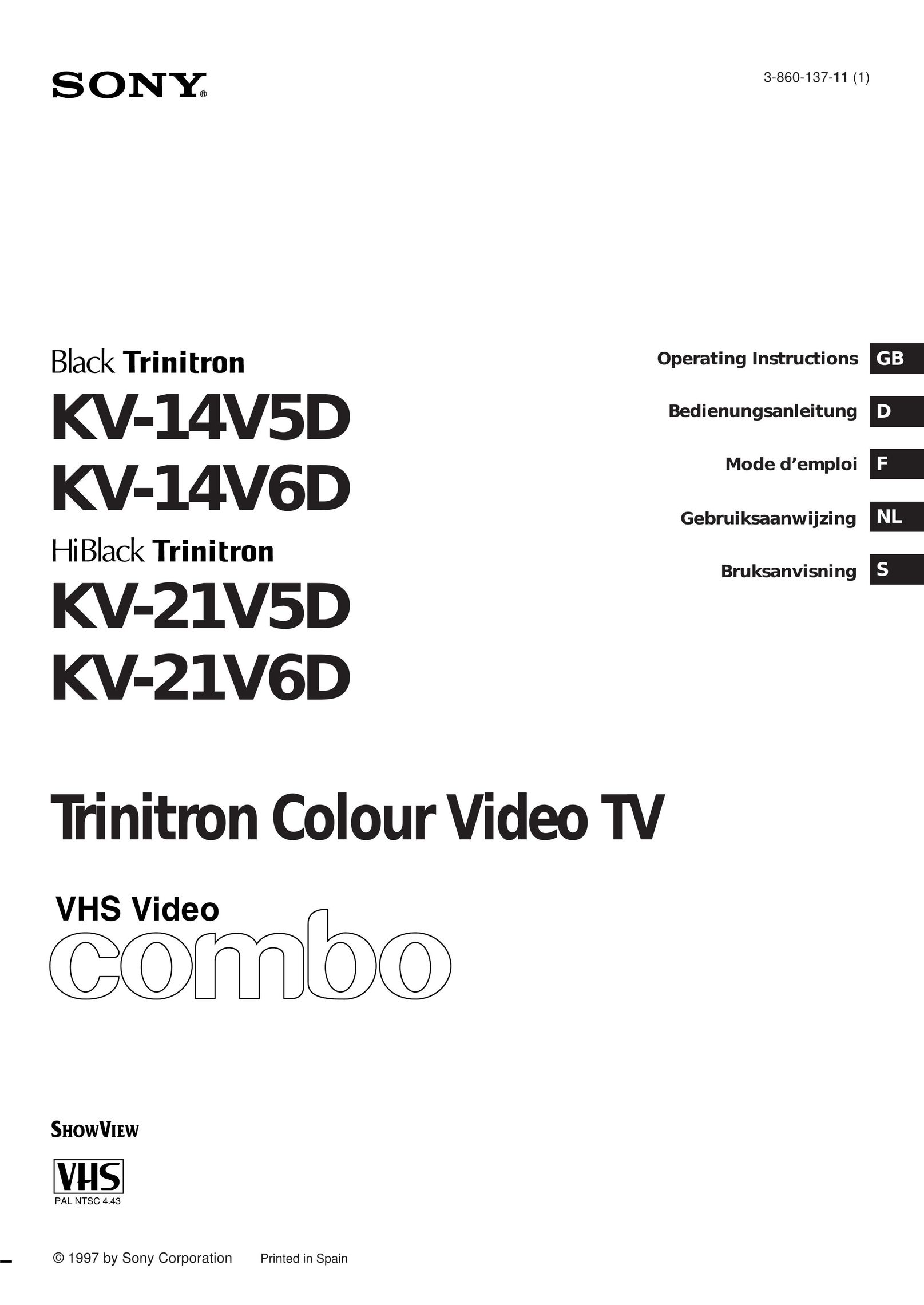 Sony KV-21V5D TV VCR Combo User Manual