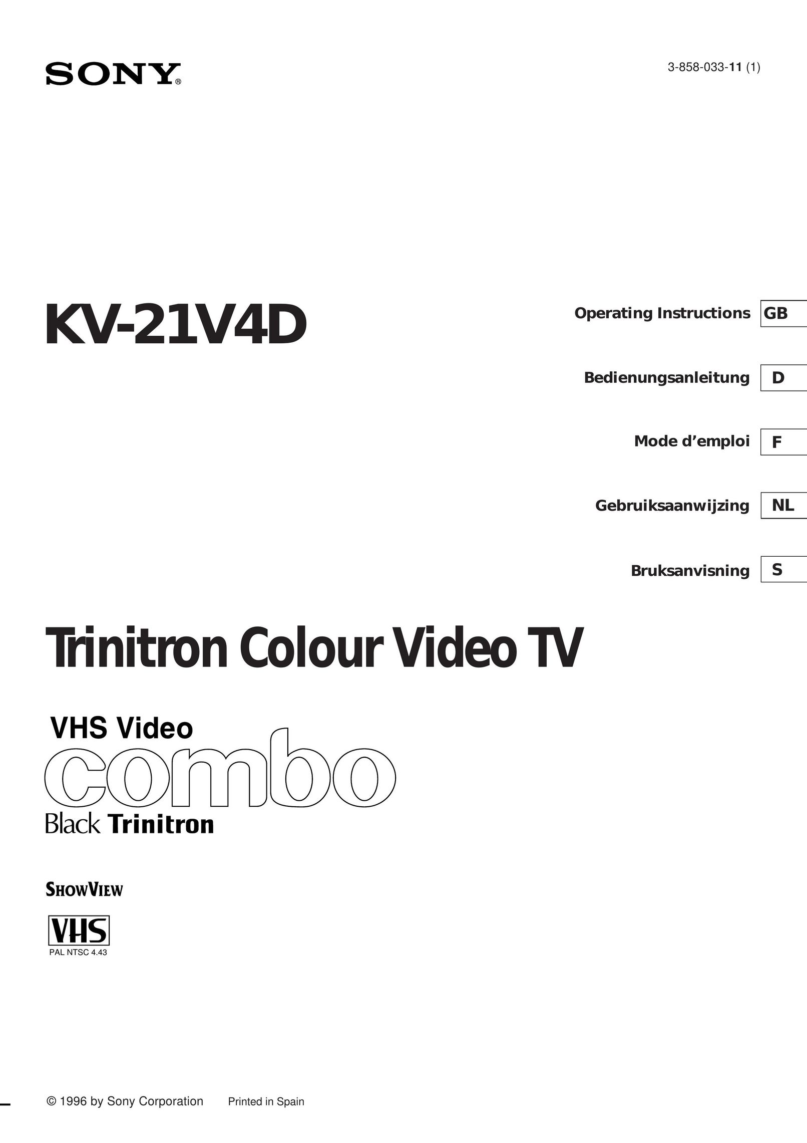 Sony KV-V2110D TV VCR Combo User Manual
