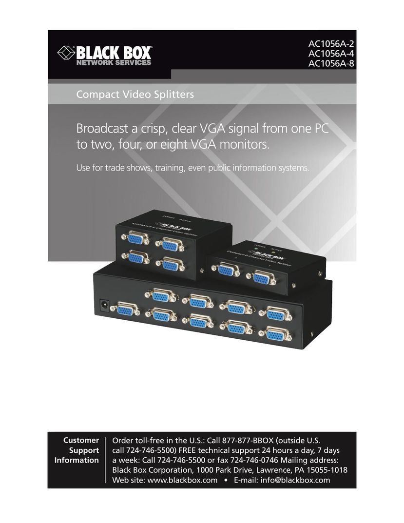Black Box Compact Video Splitters TV Video Accessories User Manual