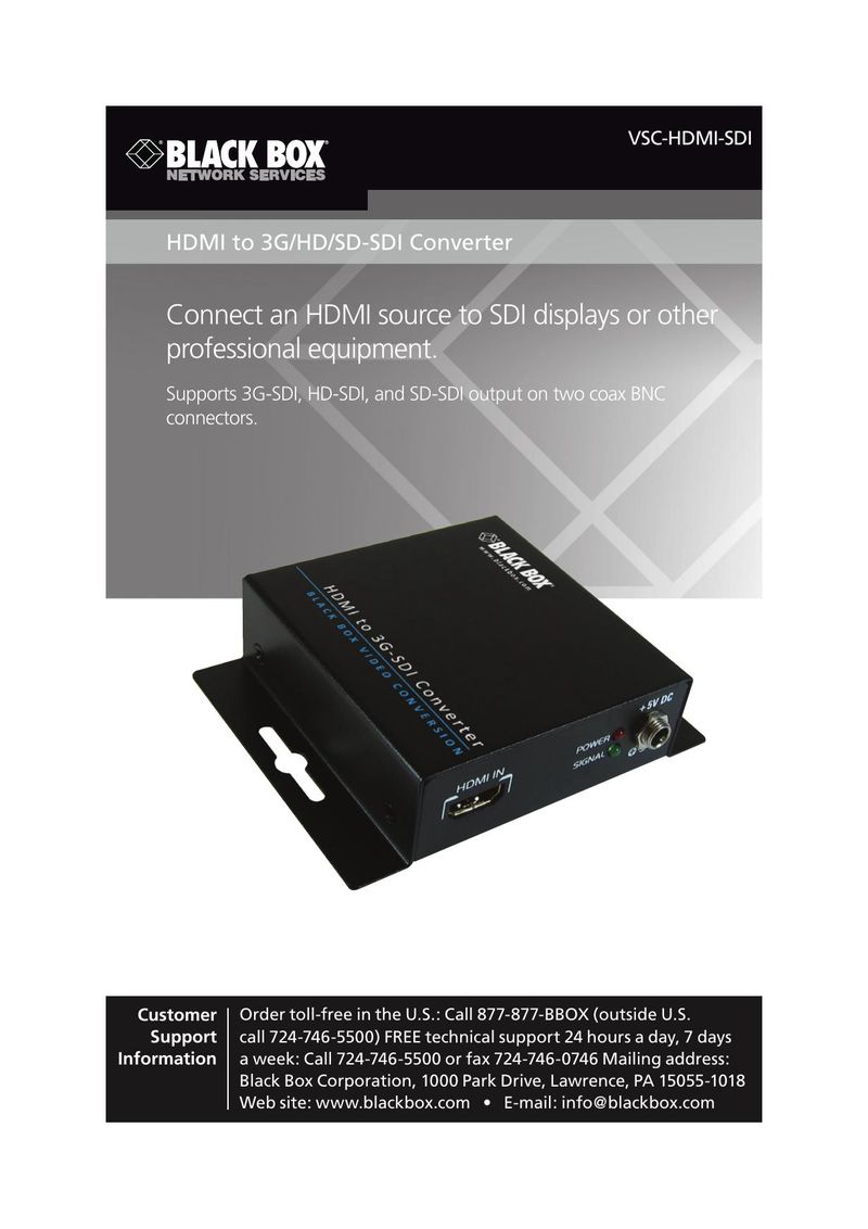 Black Box HDMI to 3G/HD/SD-SDI Converter TV Video Accessories User Manual