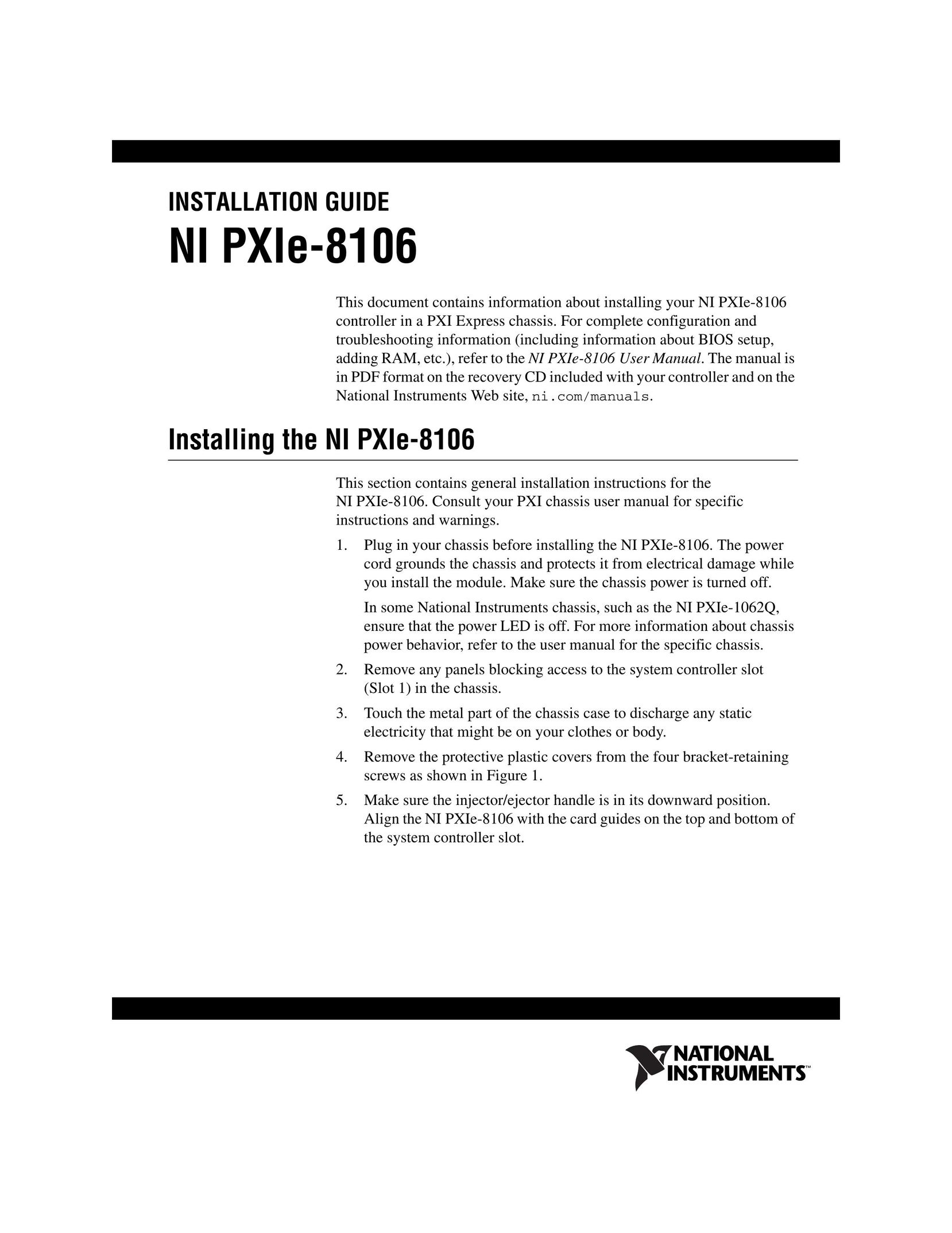 National Instruments NI PXIe-8106 TV Video Accessories User Manual