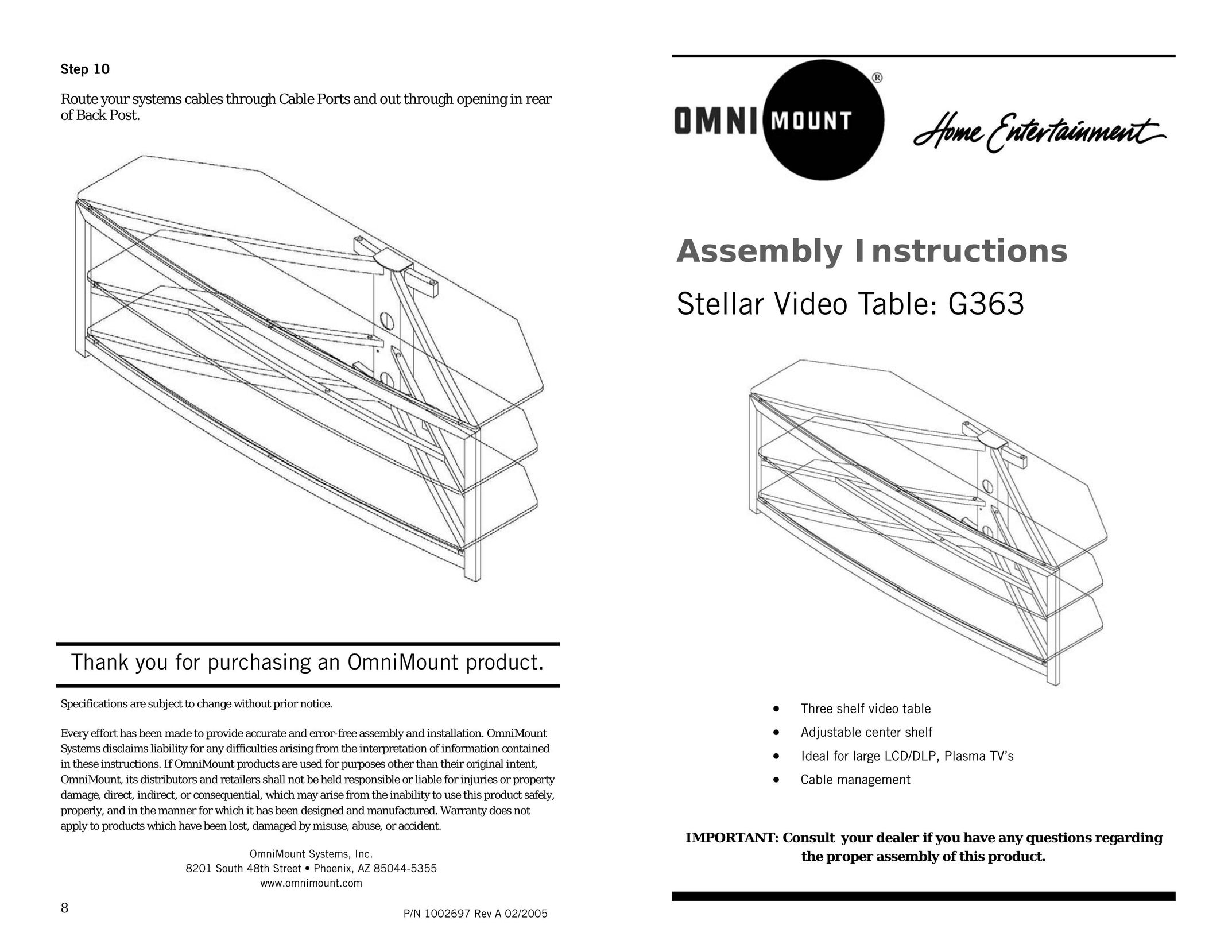 Omnimount G363 TV Video Accessories User Manual