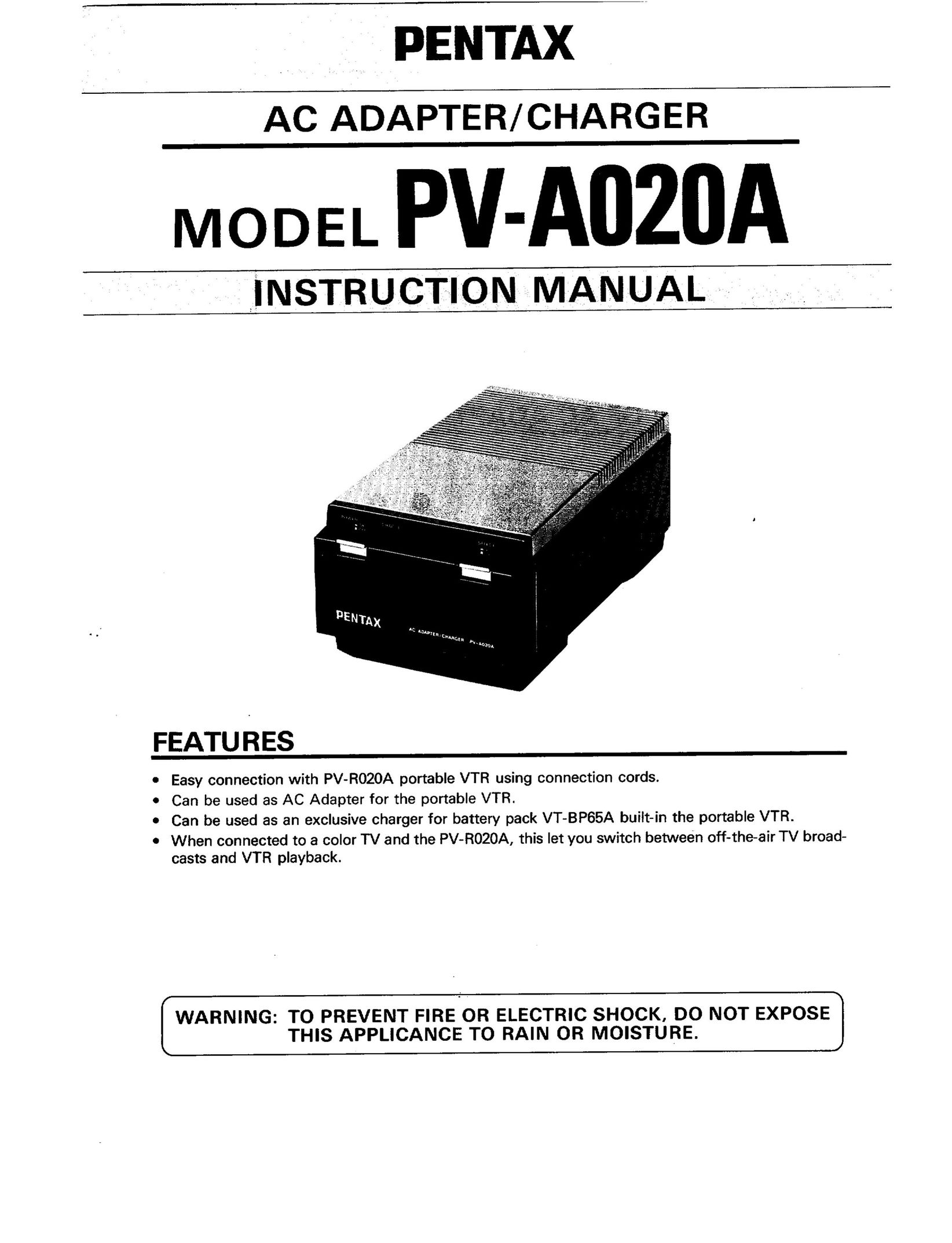 Pentax PV-A020A TV Video Accessories User Manual