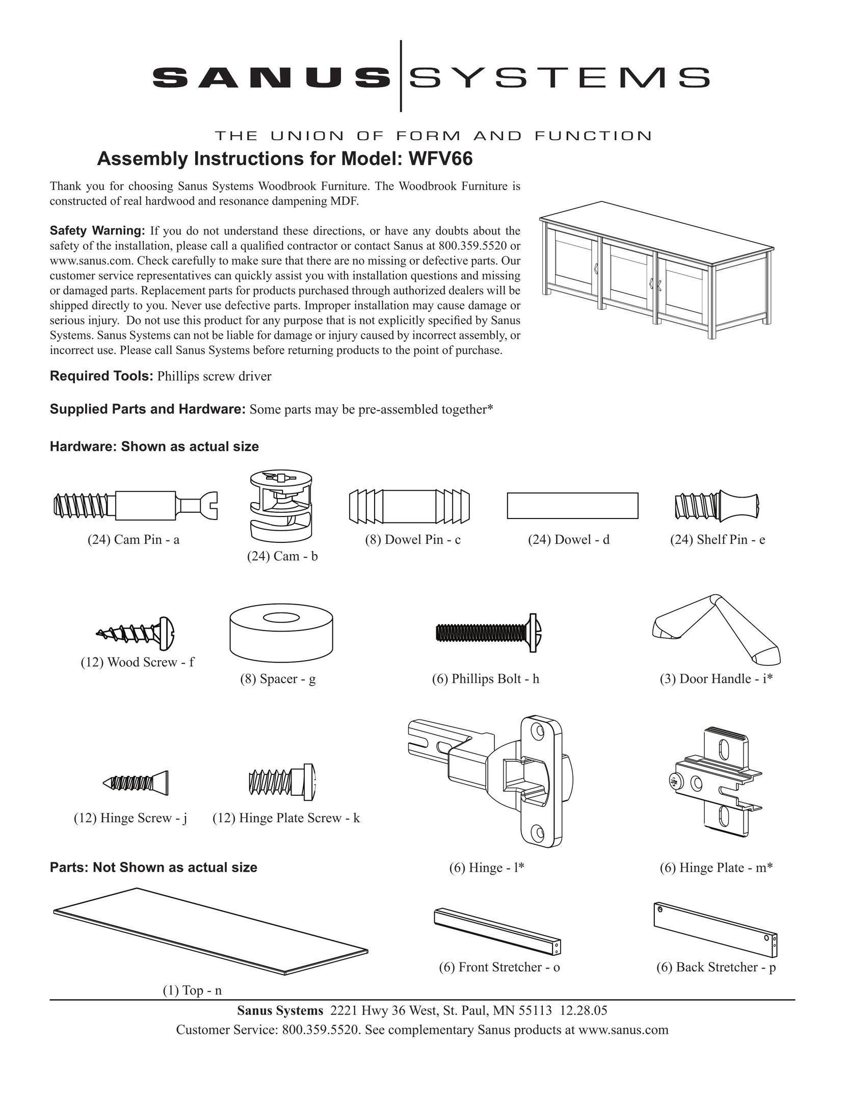 Sanus Systems WFV66 TV Video Accessories User Manual
