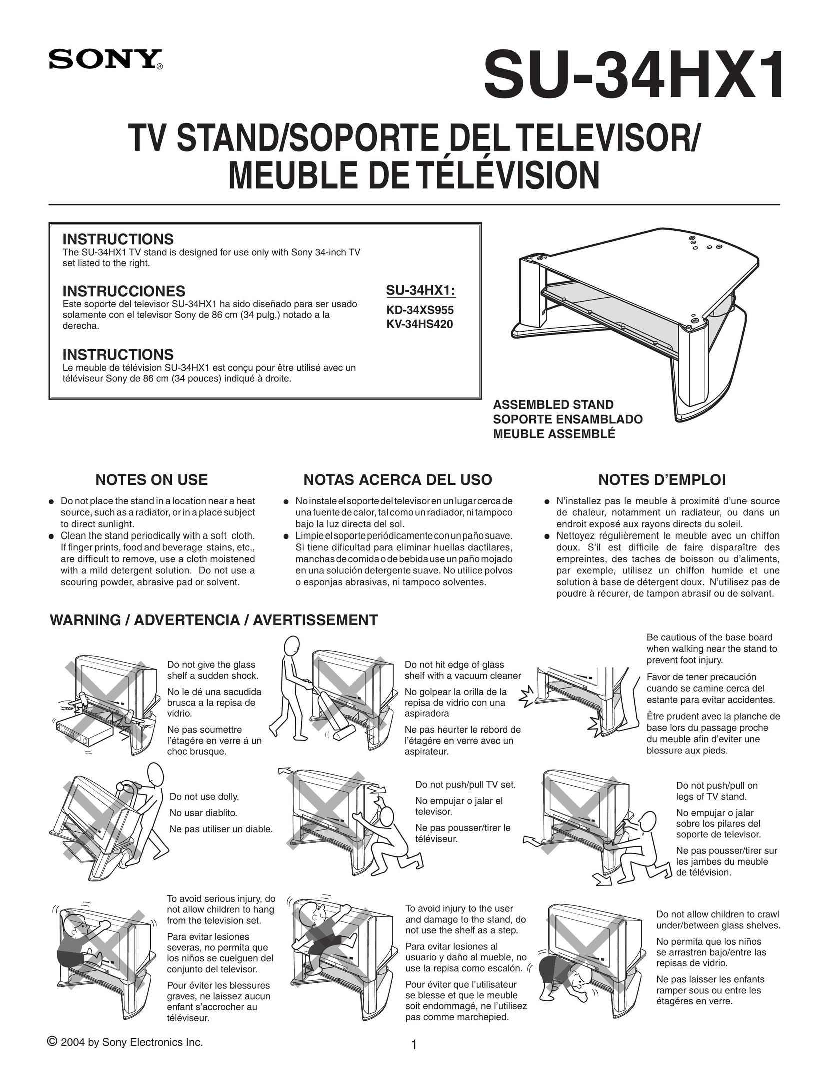 Sony SU-34HX1 TV Video Accessories User Manual