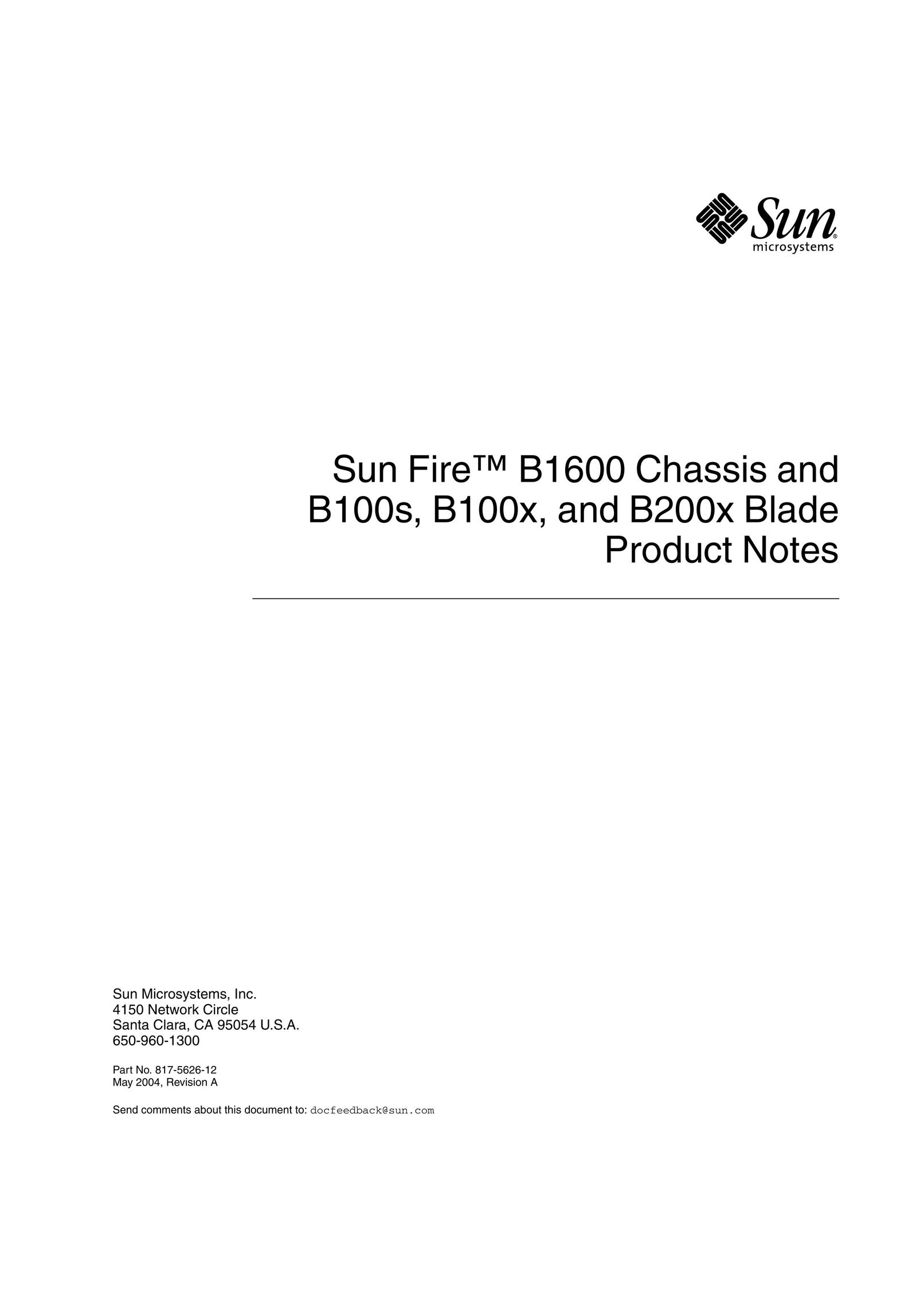 Sun Microsystems B200X BLADE TV Video Accessories User Manual