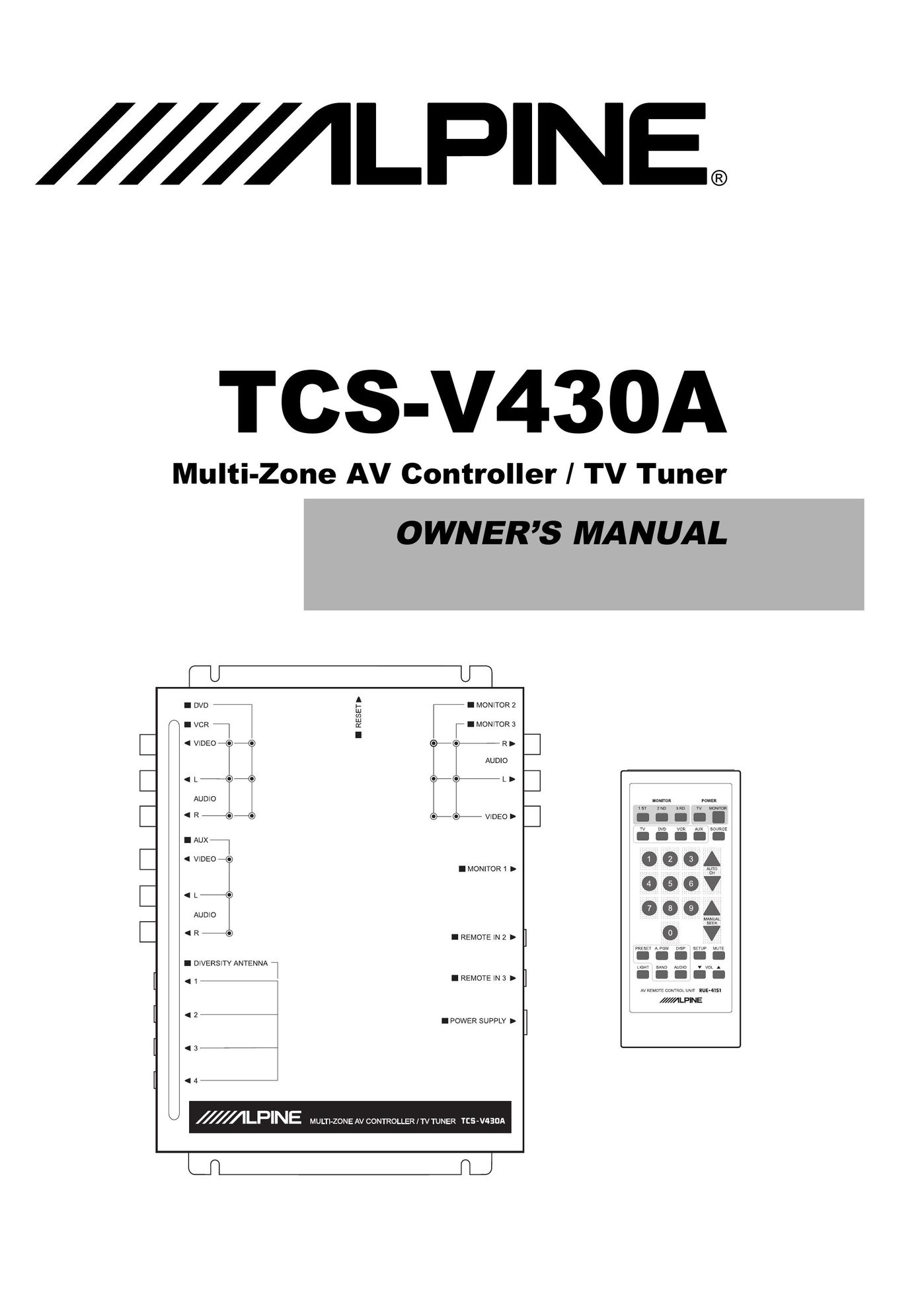 Alpine TCS-V430A Universal Remote User Manual