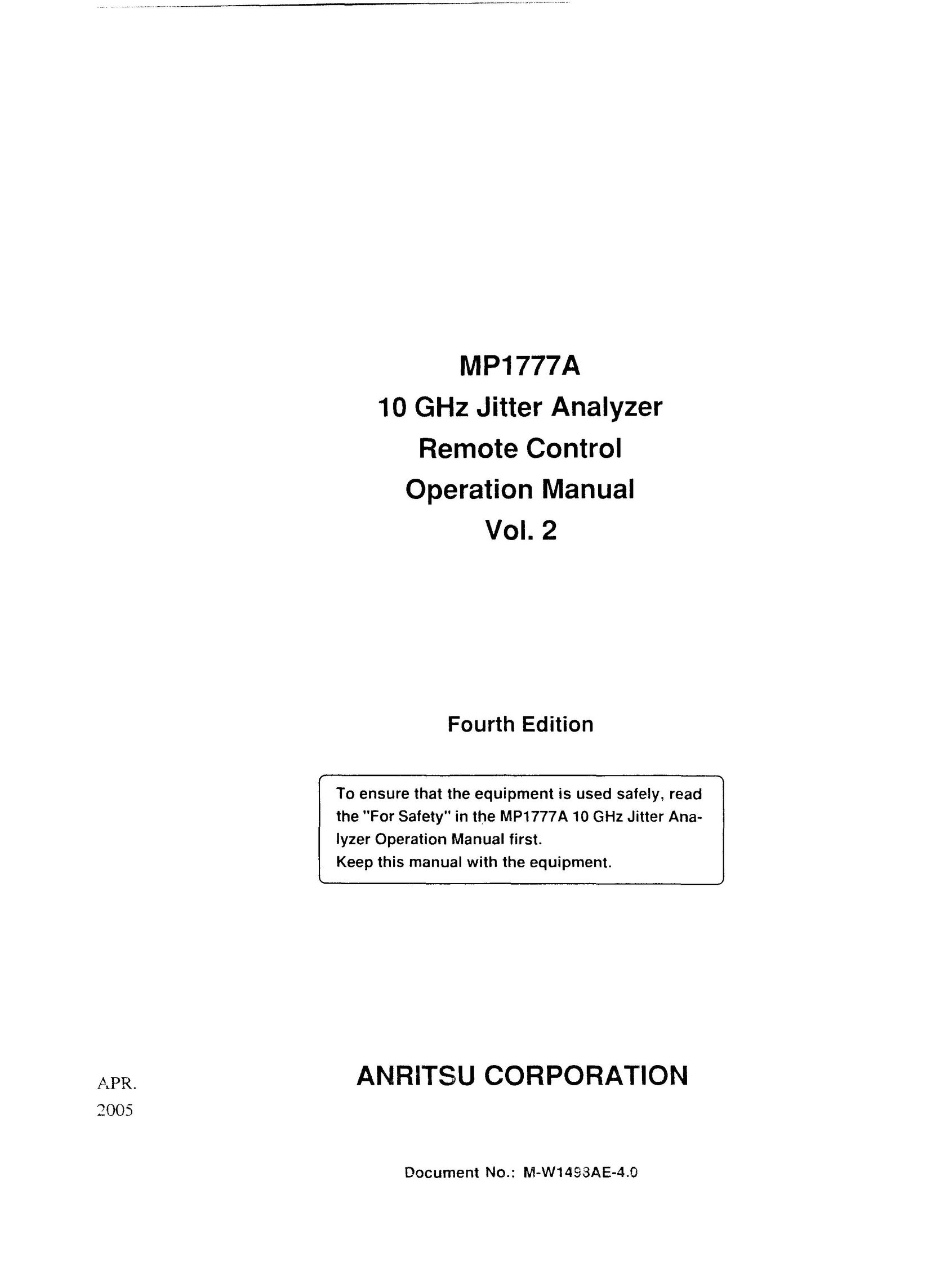 Anritsu MP1777A Universal Remote User Manual