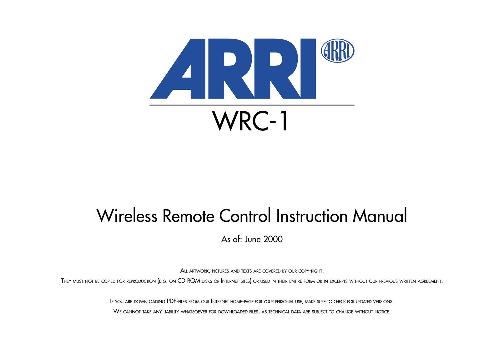 ARRI WRC-1 Universal Remote User Manual