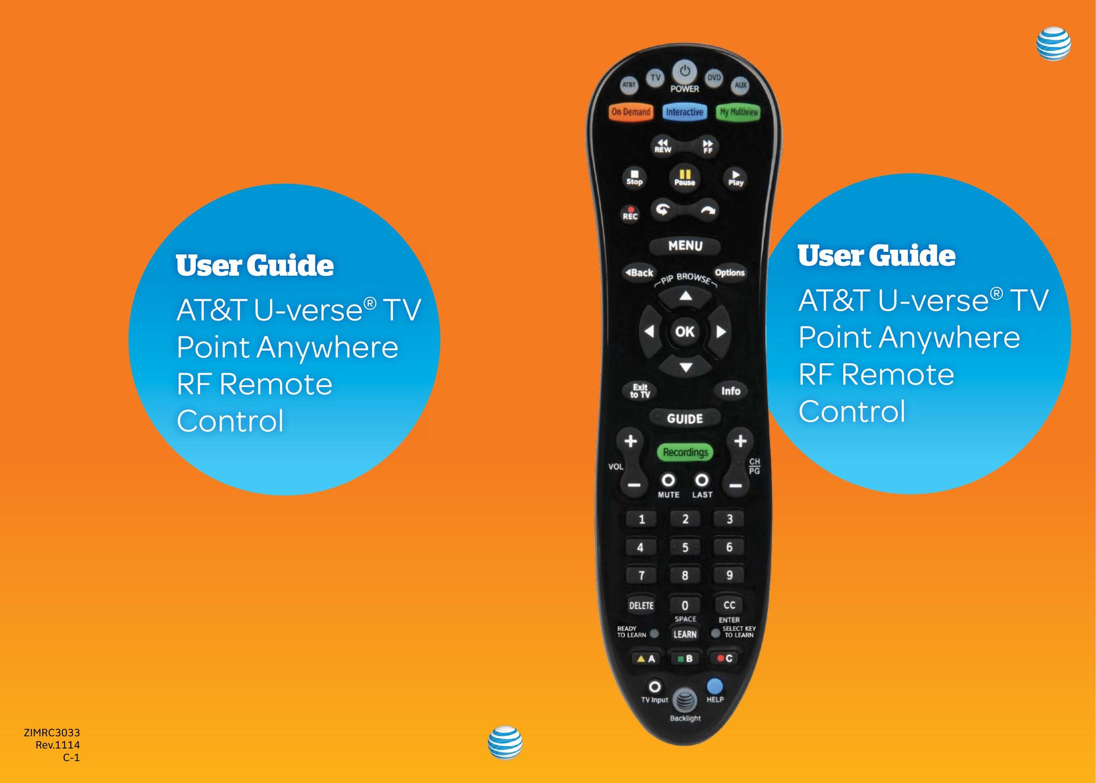 AT&T ZIMRC3033 Universal Remote User Manual