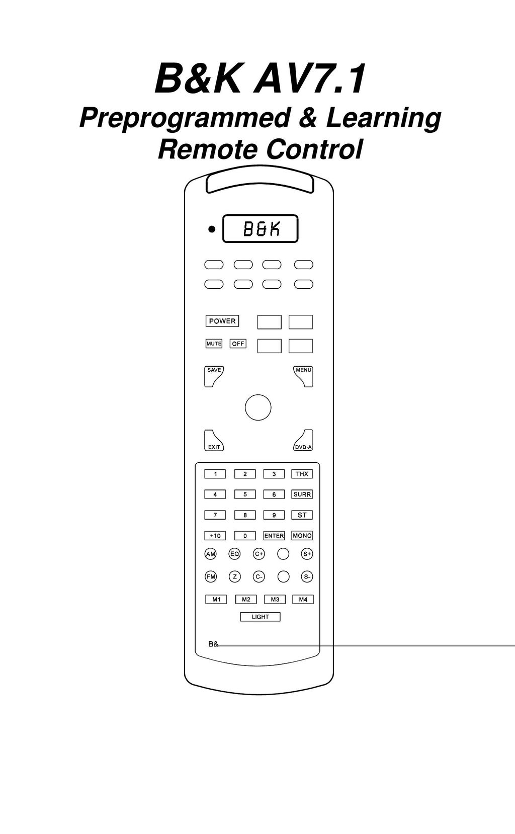 B&K AV7.1 Universal Remote User Manual