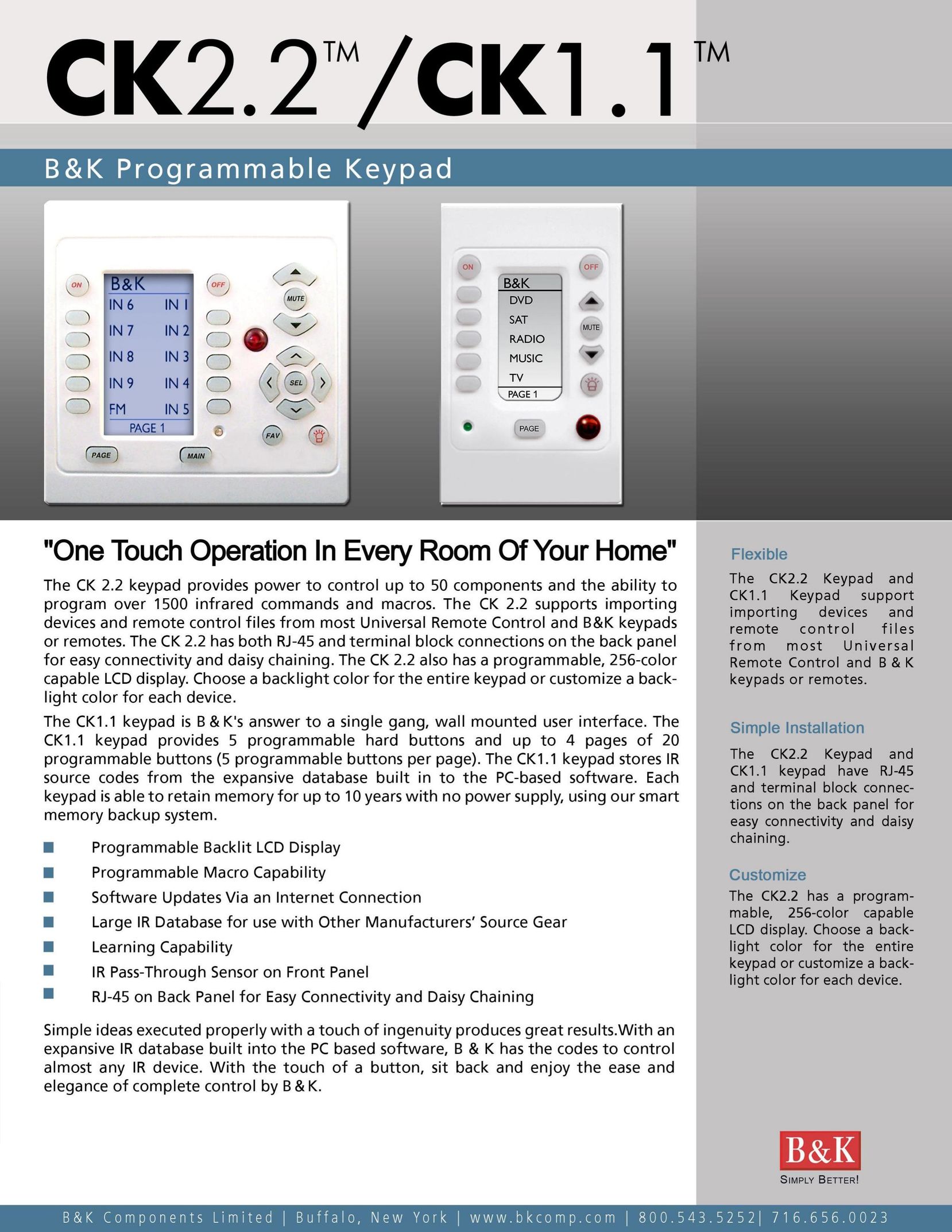 B&K CK1.1 Universal Remote User Manual