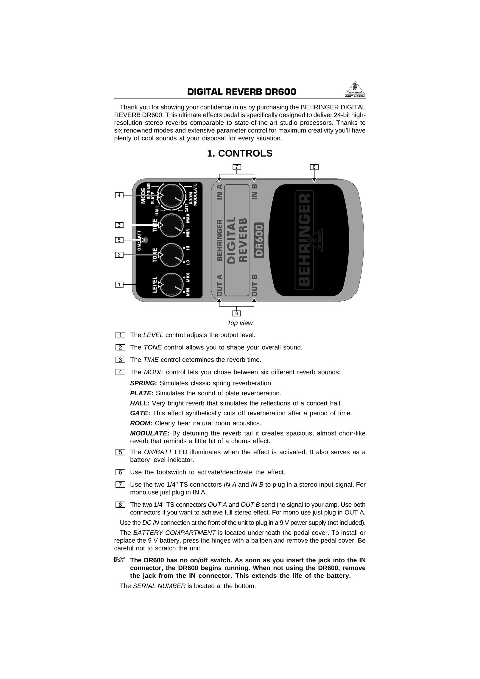 Behringer DR600 Universal Remote User Manual