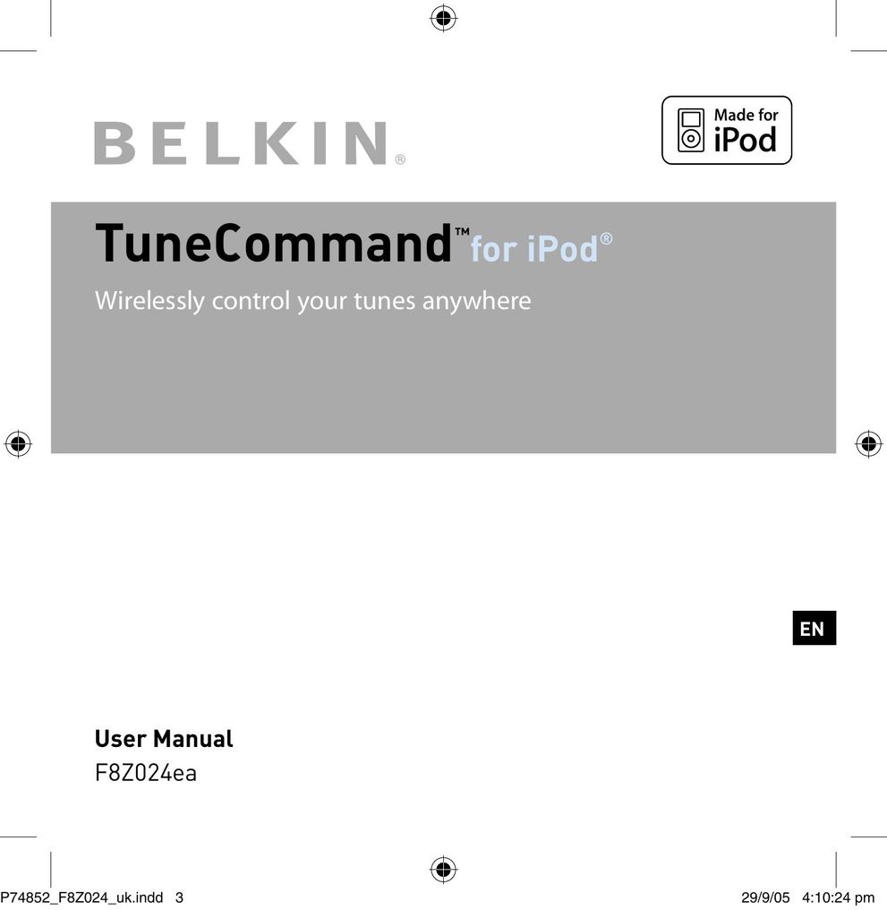 Belkin F8Z024EA Universal Remote User Manual