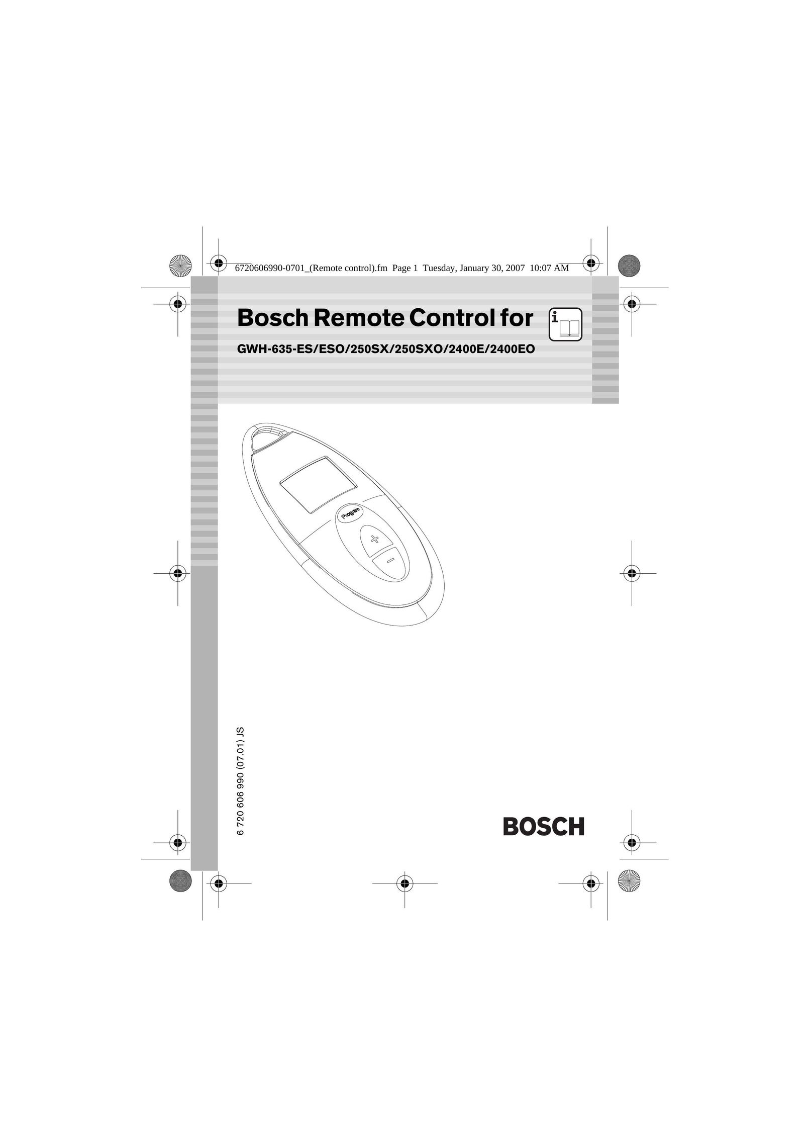 Bosch Appliances 250SXO Universal Remote User Manual