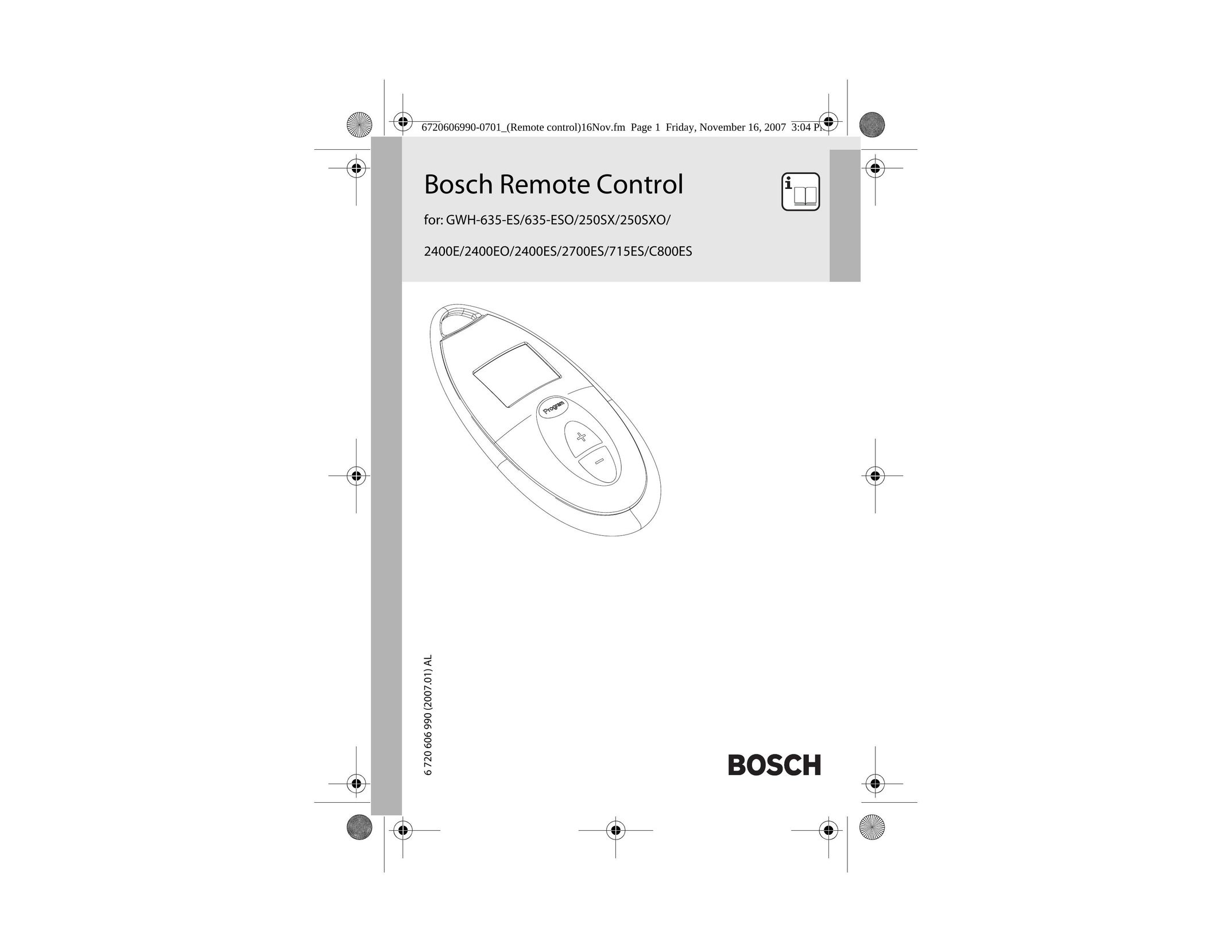 Bosch Appliances GWH-635-ESO Universal Remote User Manual