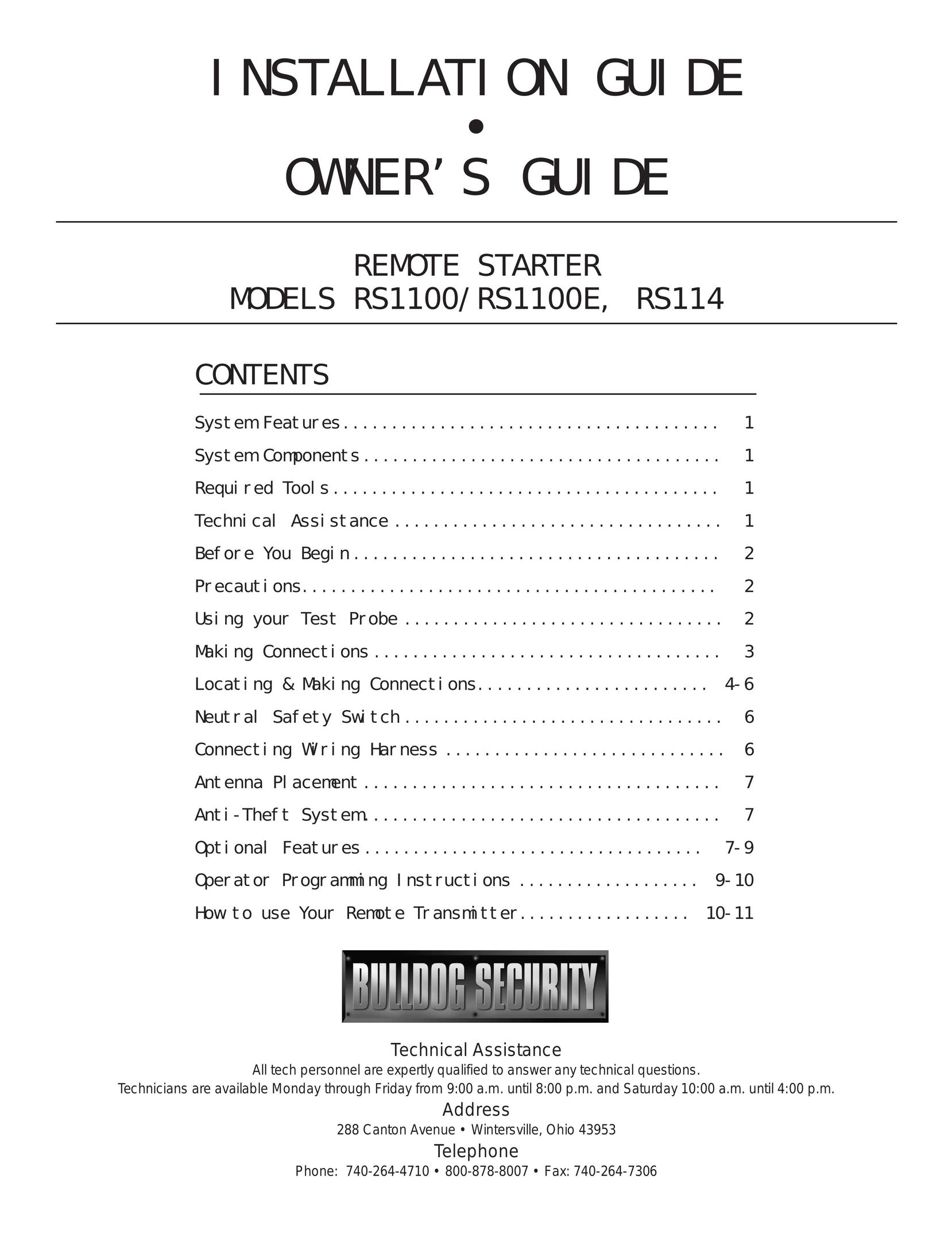 Bulldog Security RS1100 Universal Remote User Manual