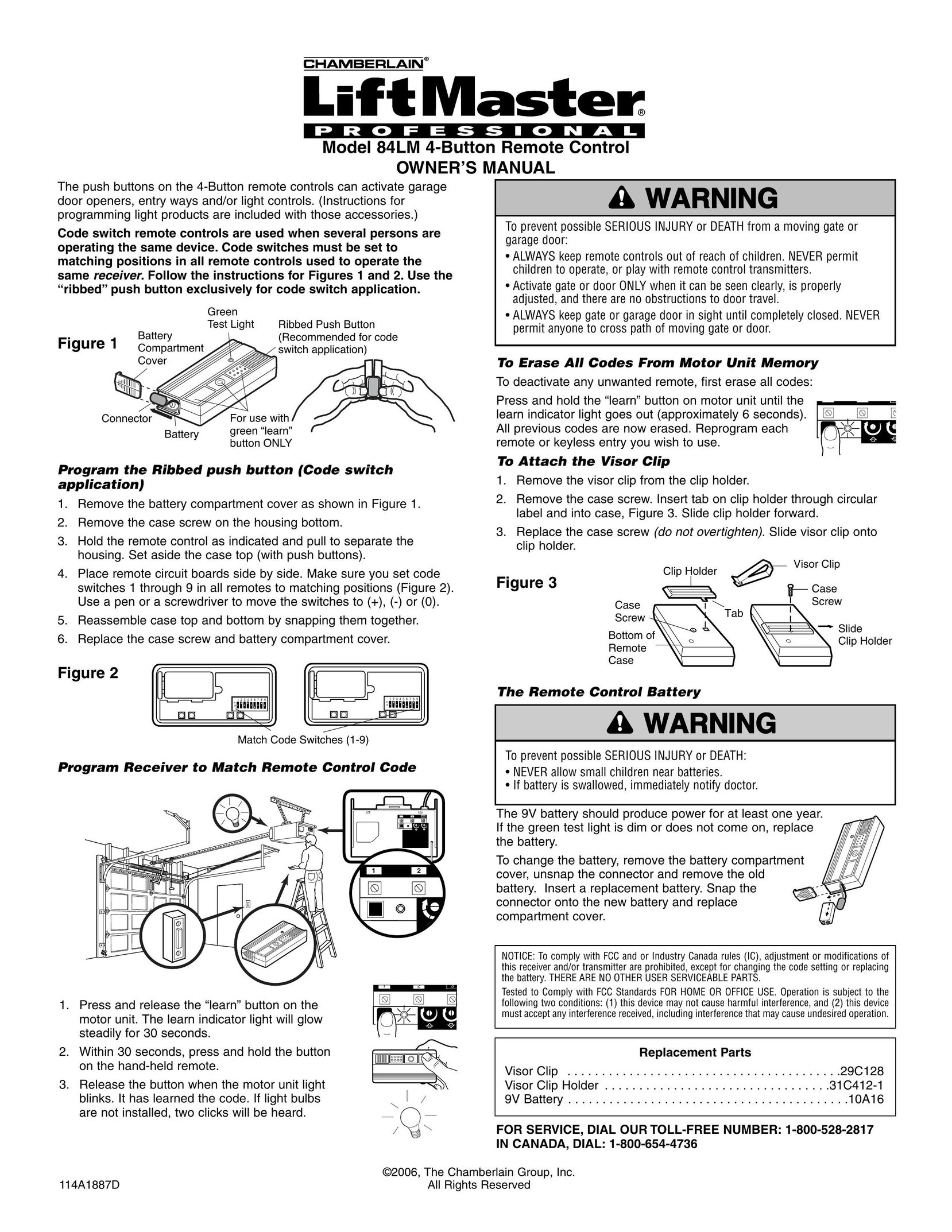 Chamberlain 84LM Universal Remote User Manual