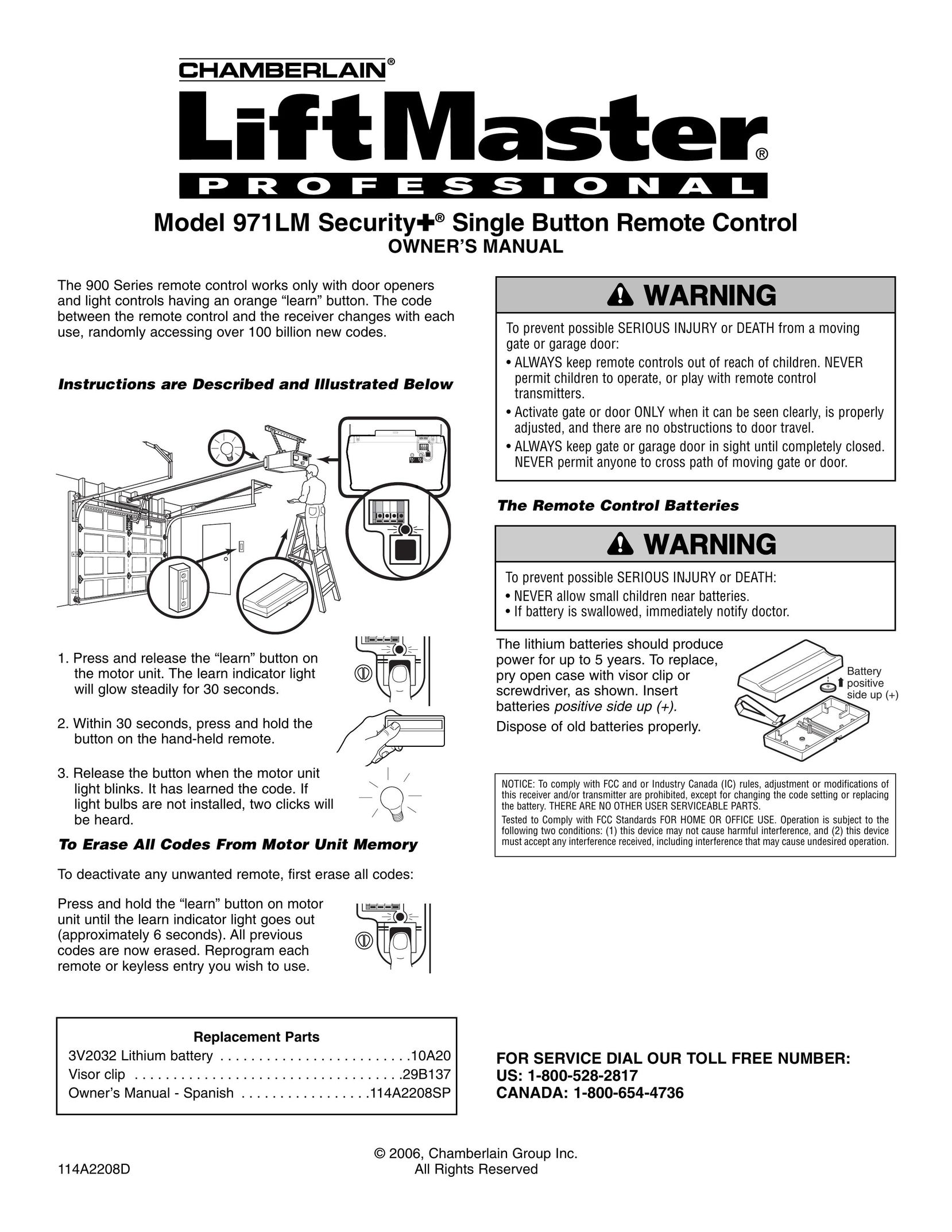 Chamberlain 971LM Universal Remote User Manual
