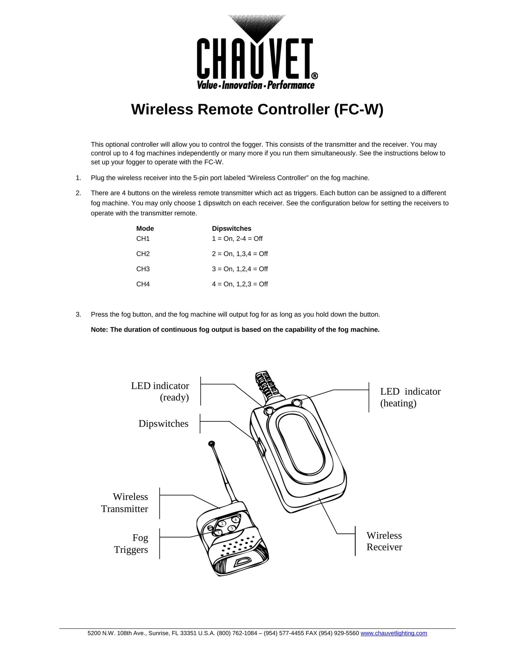 Chauvet FC-W Universal Remote User Manual