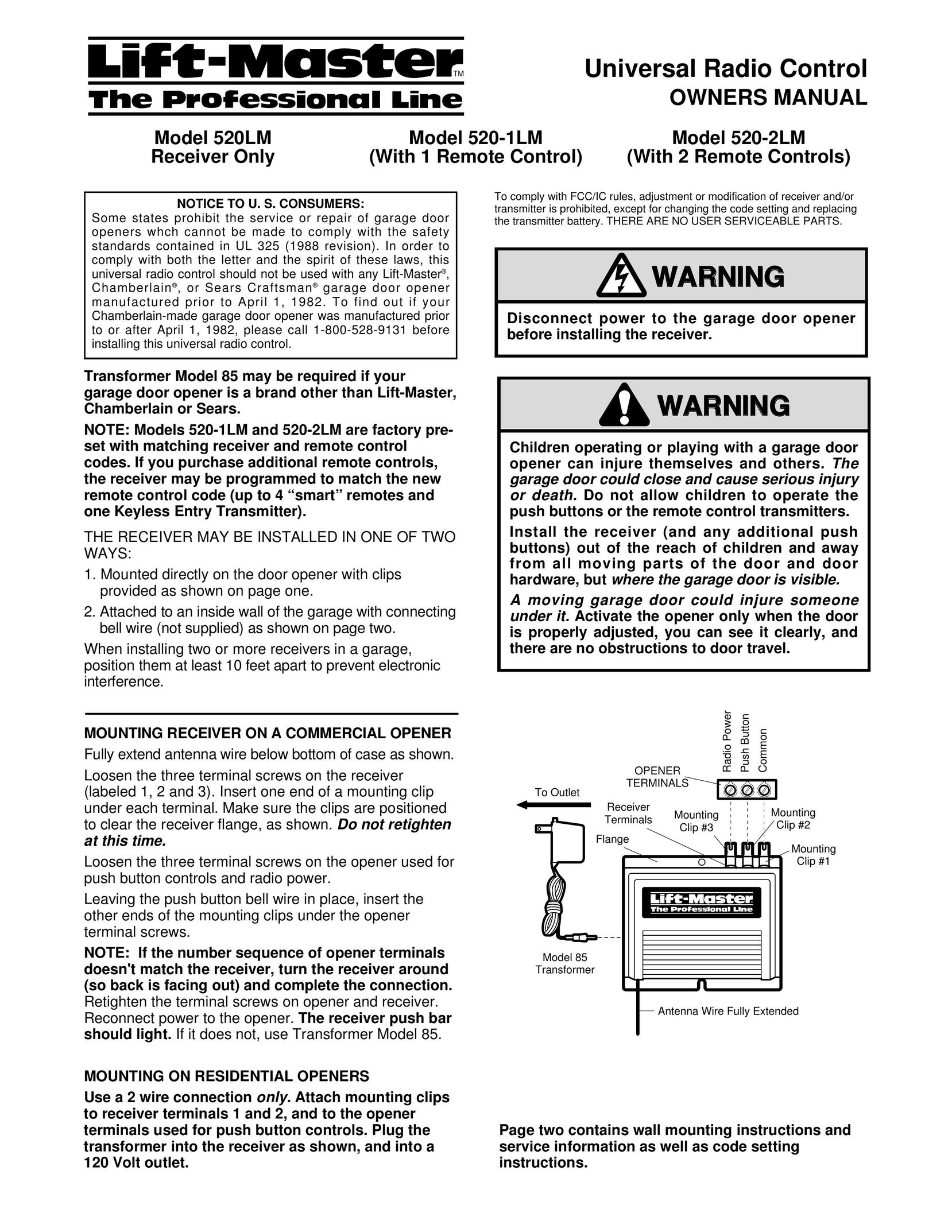 Craftsman 520-1LM Universal Remote User Manual