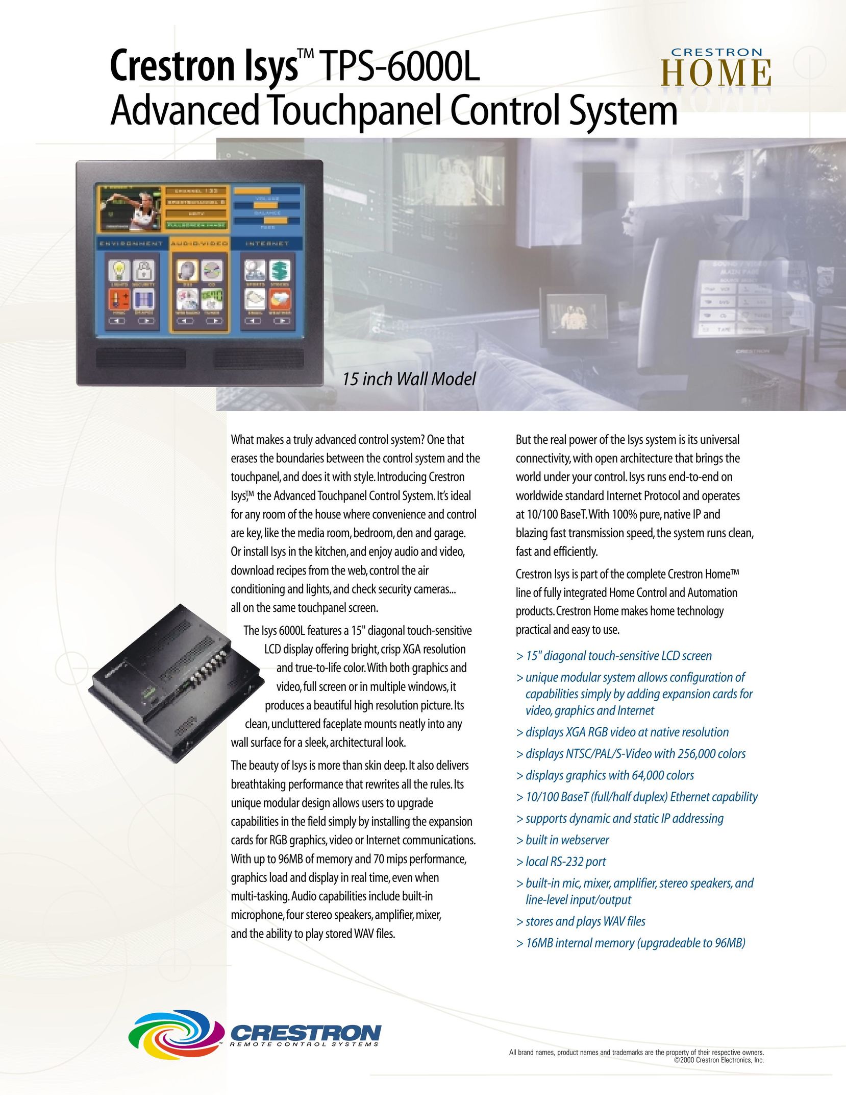 Crestron electronic TPS 6000L Universal Remote User Manual