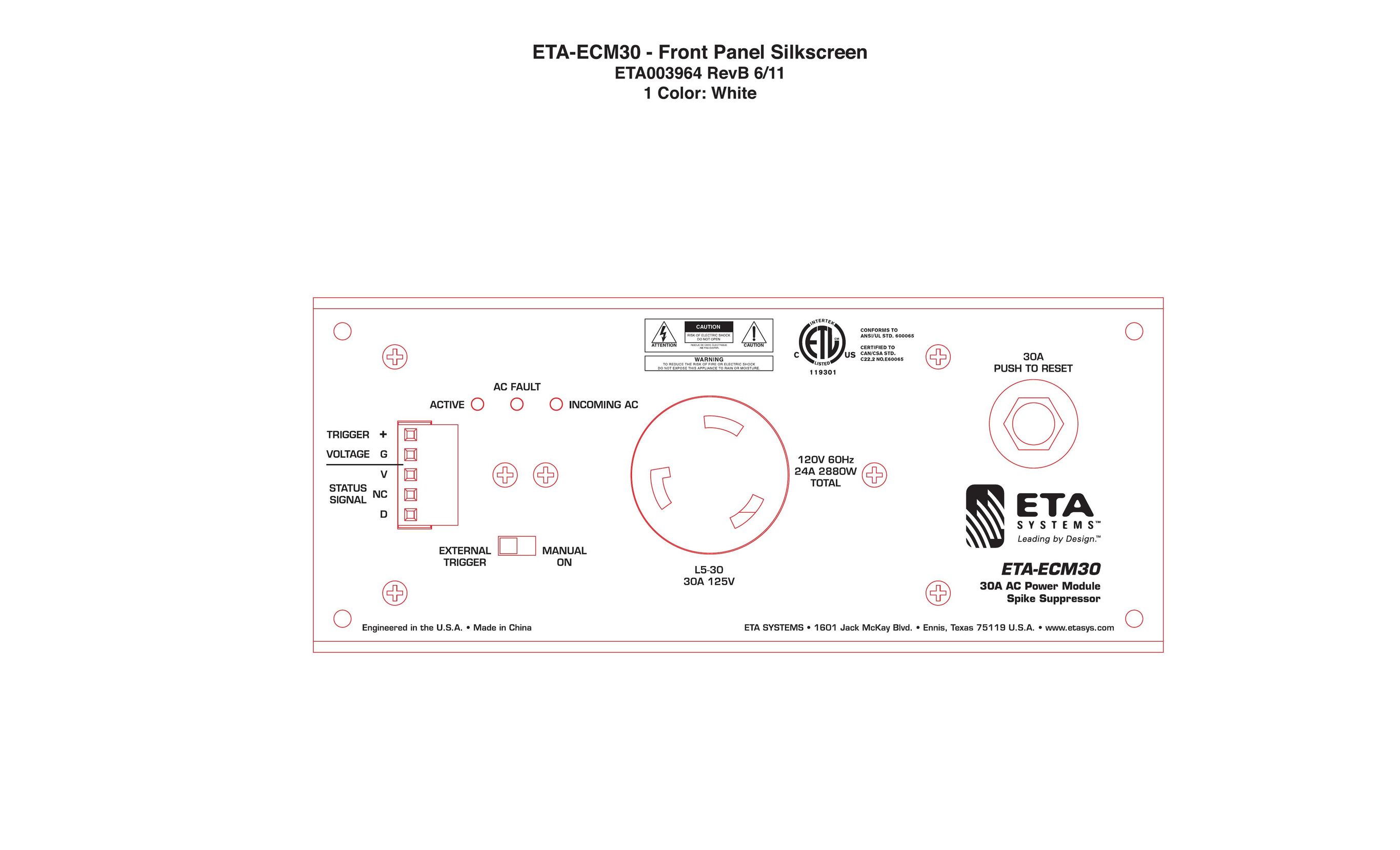 ETA Systems ETA-ECM30 Universal Remote User Manual