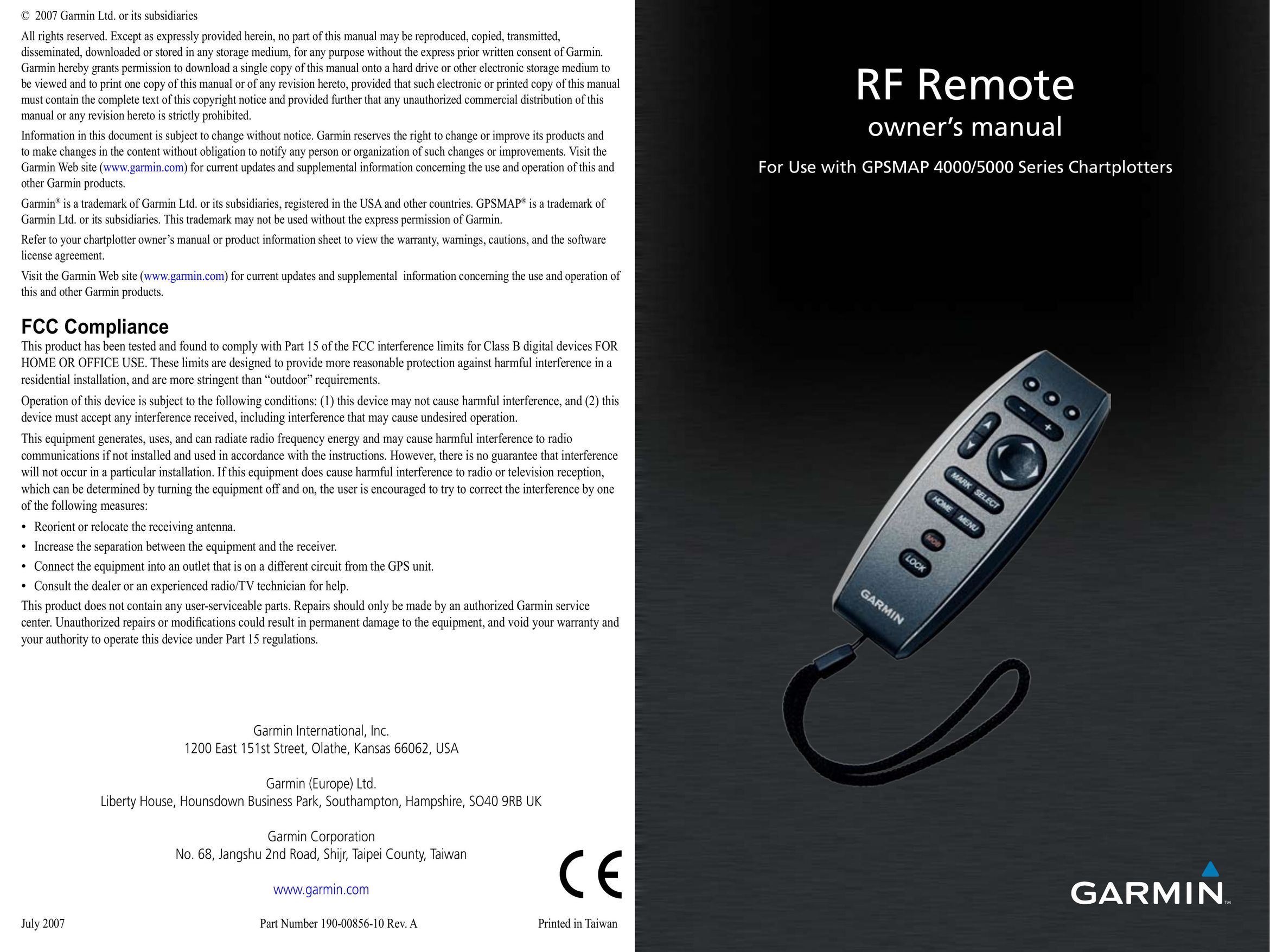 Garmin 5000 Universal Remote User Manual