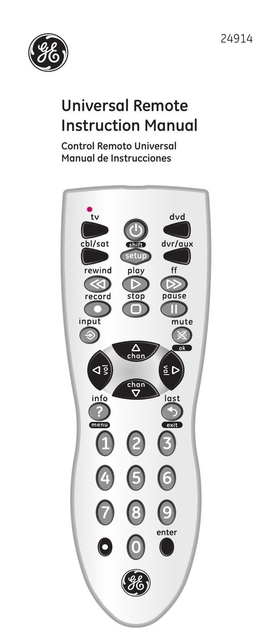 GE 24914 Universal Remote User Manual
