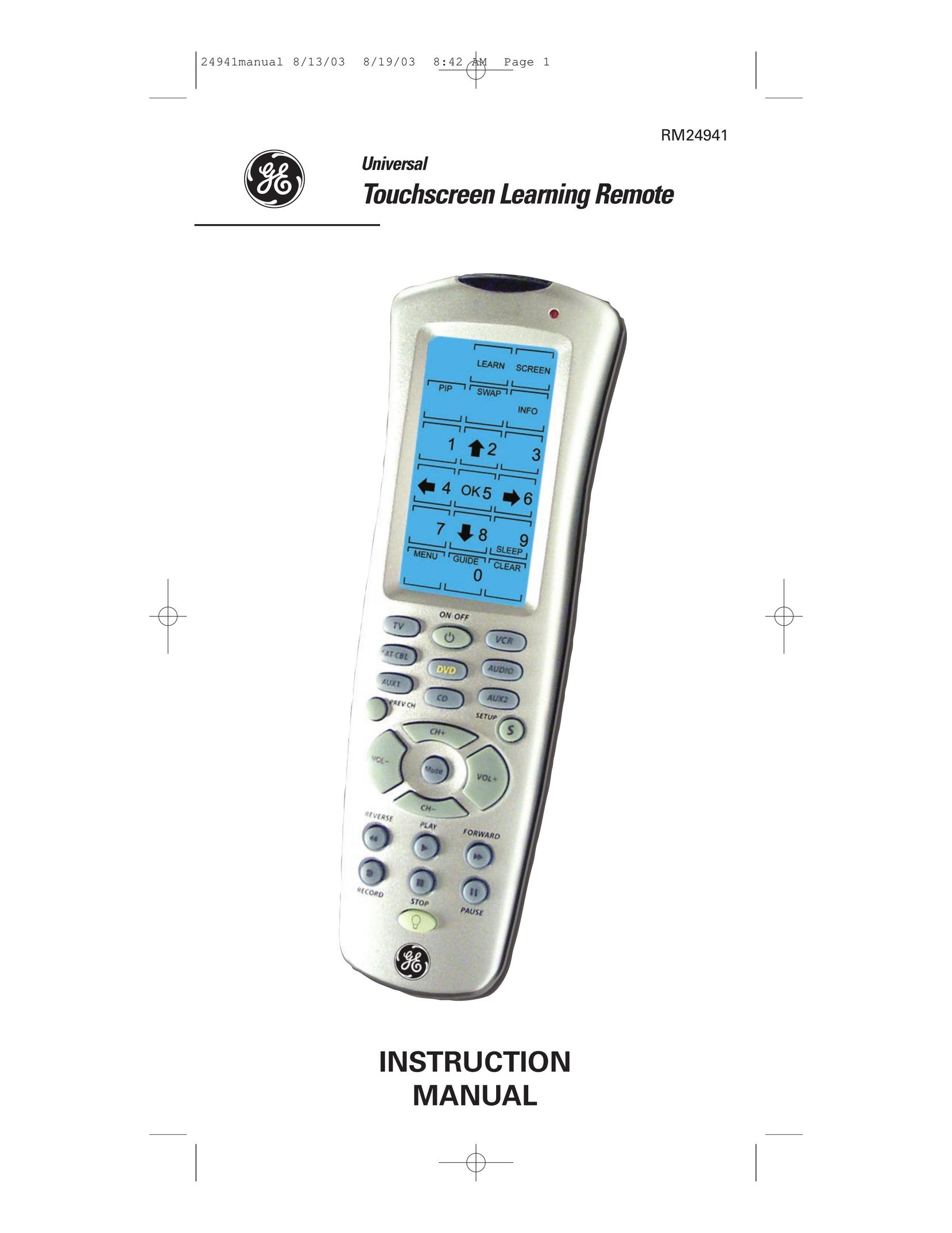 GE 24941 Universal Remote User Manual