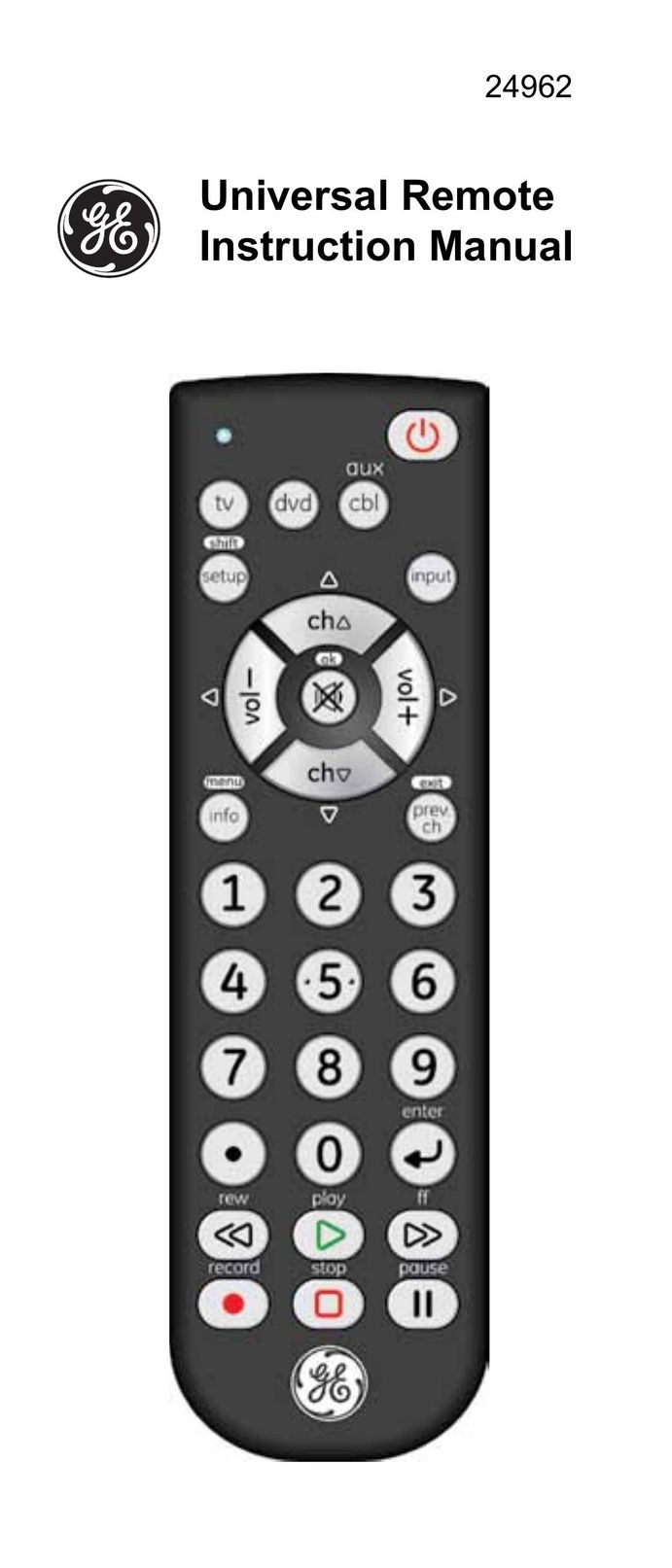 GE 24962 Universal Remote User Manual