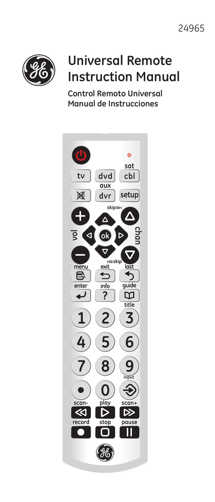 GE 24965 Universal Remote User Manual
